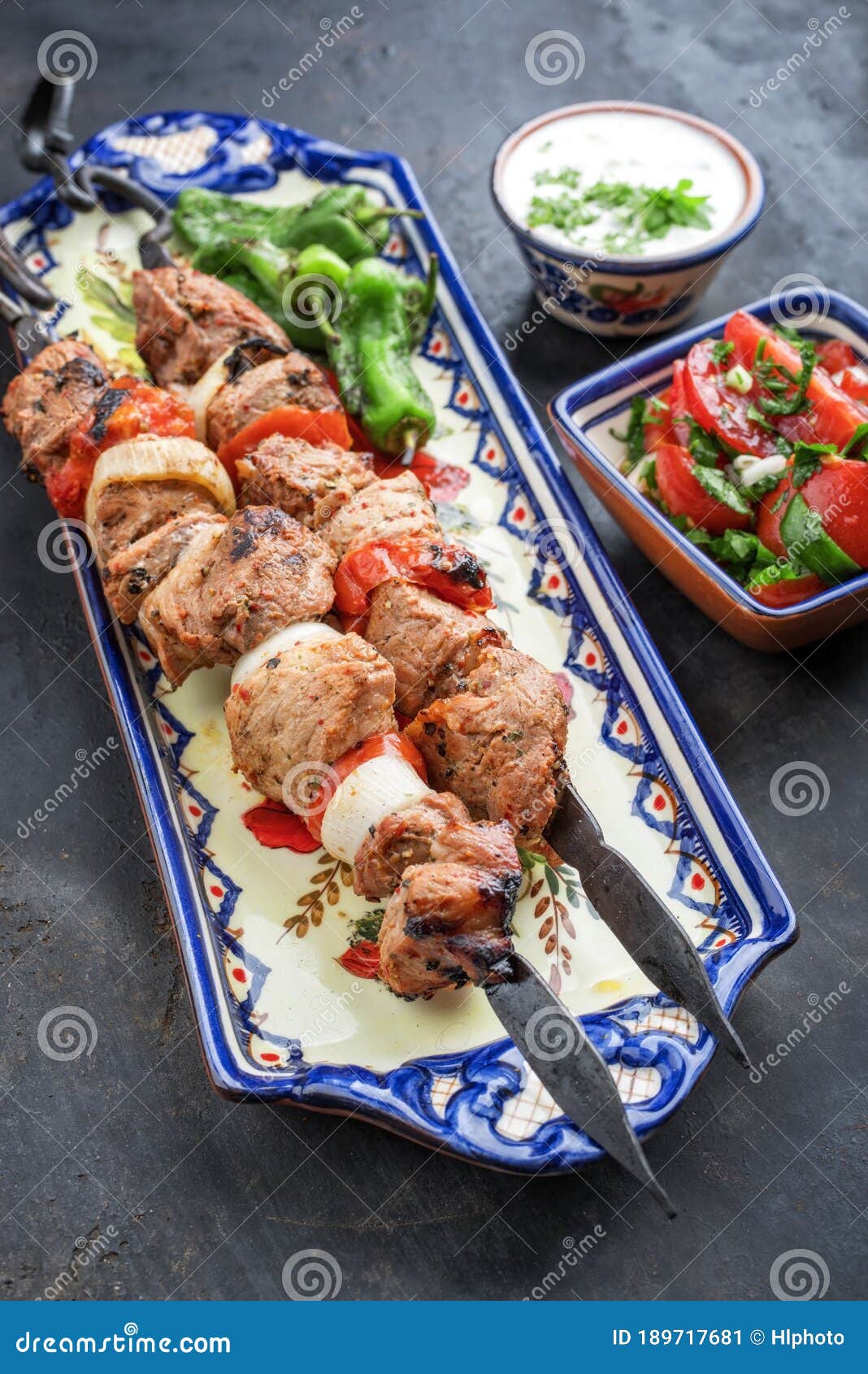 Traditionelle Griechische Souvlaki Grillaufsteckspindel Mit ...