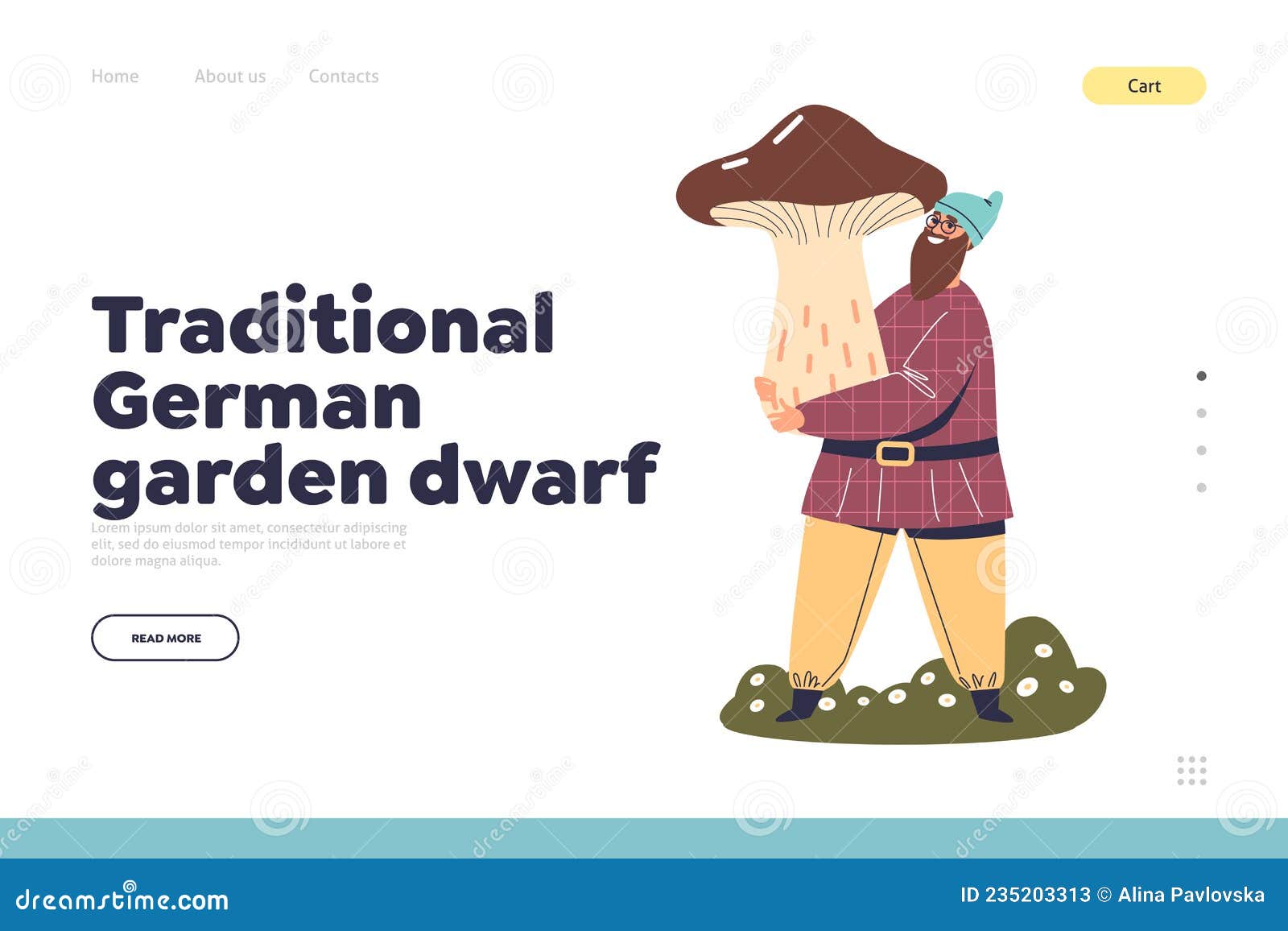 Traditioneller Deutscher Gartenzwerg Mit Lustigem Gnome Mit Riesenpilz  Vektor Abbildung - Illustration von landwirtschaft, garten: 235203313