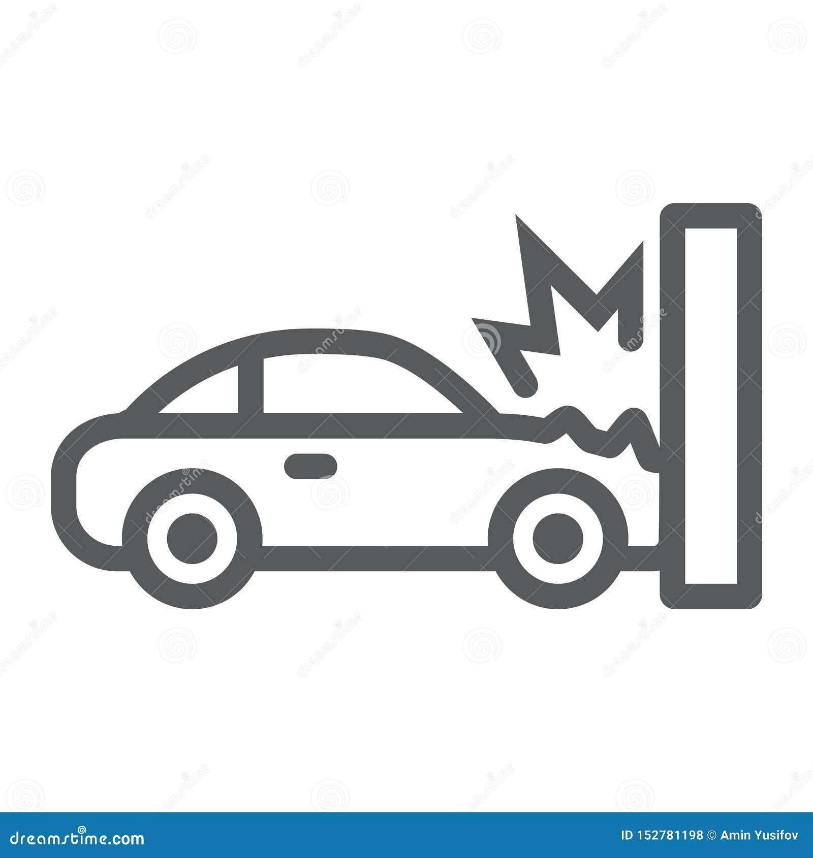 Traffic Accident Line Icon, Disaster and Auto, Car Crash Sign, Vector  Graphics, a Linear Pattern on a White Background. Stock Vector -  Illustration of risk, shape: 152781198