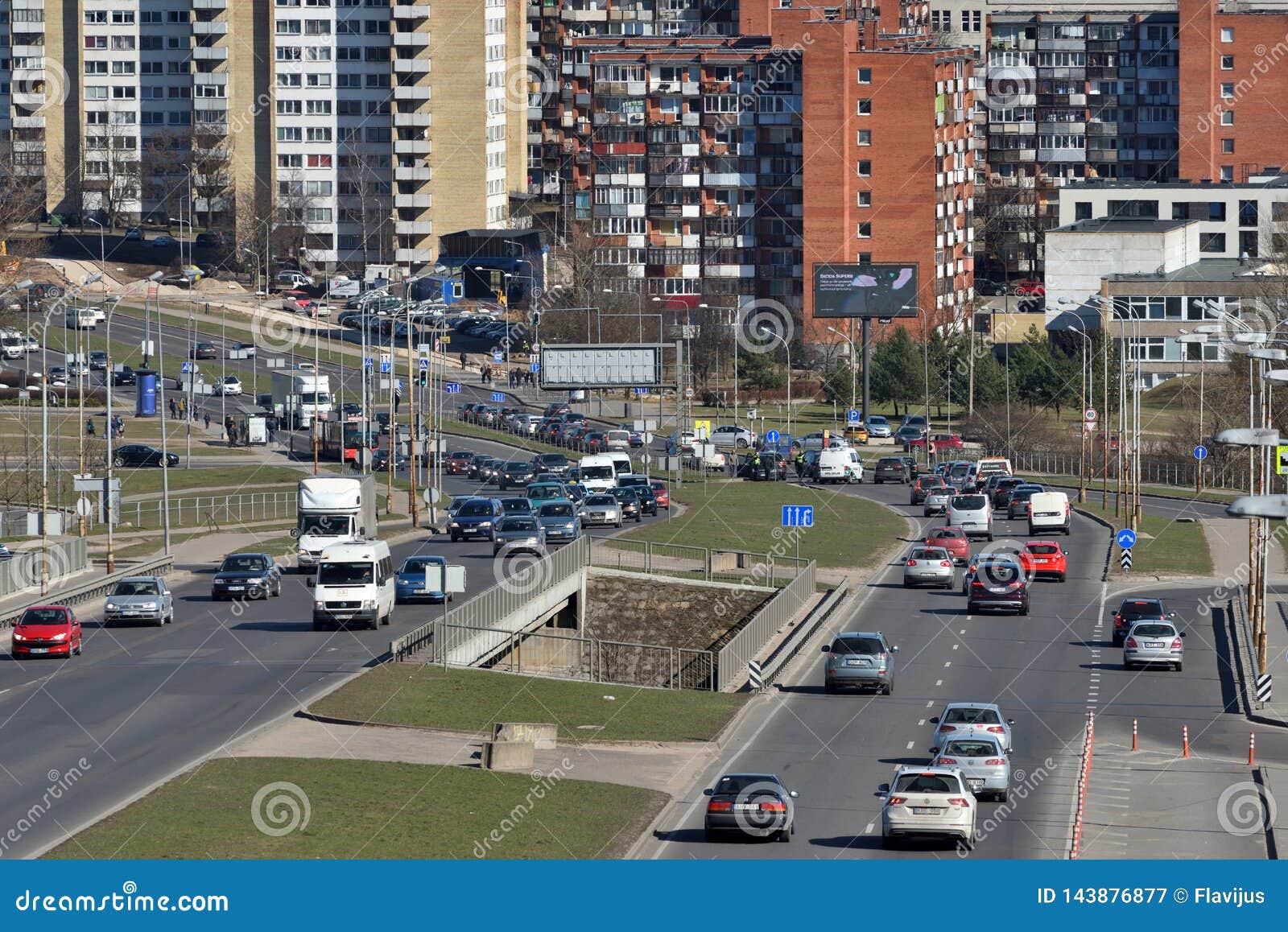 Traffic, Cars on Highway Road in Vilnius Editorial Photography - Image ...