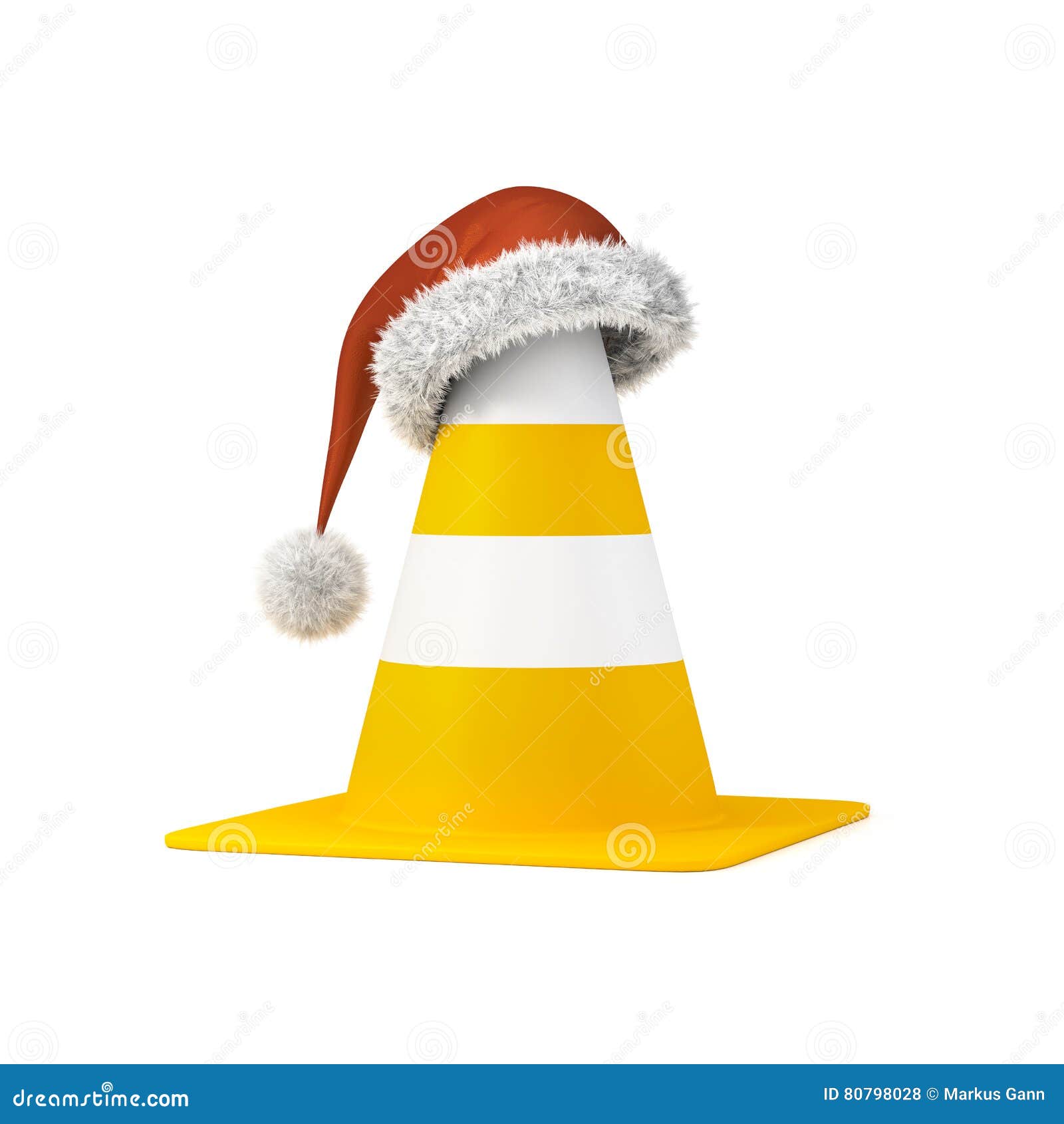 Traffic Cone the a Christmas Hat Stock Illustration Illustration of