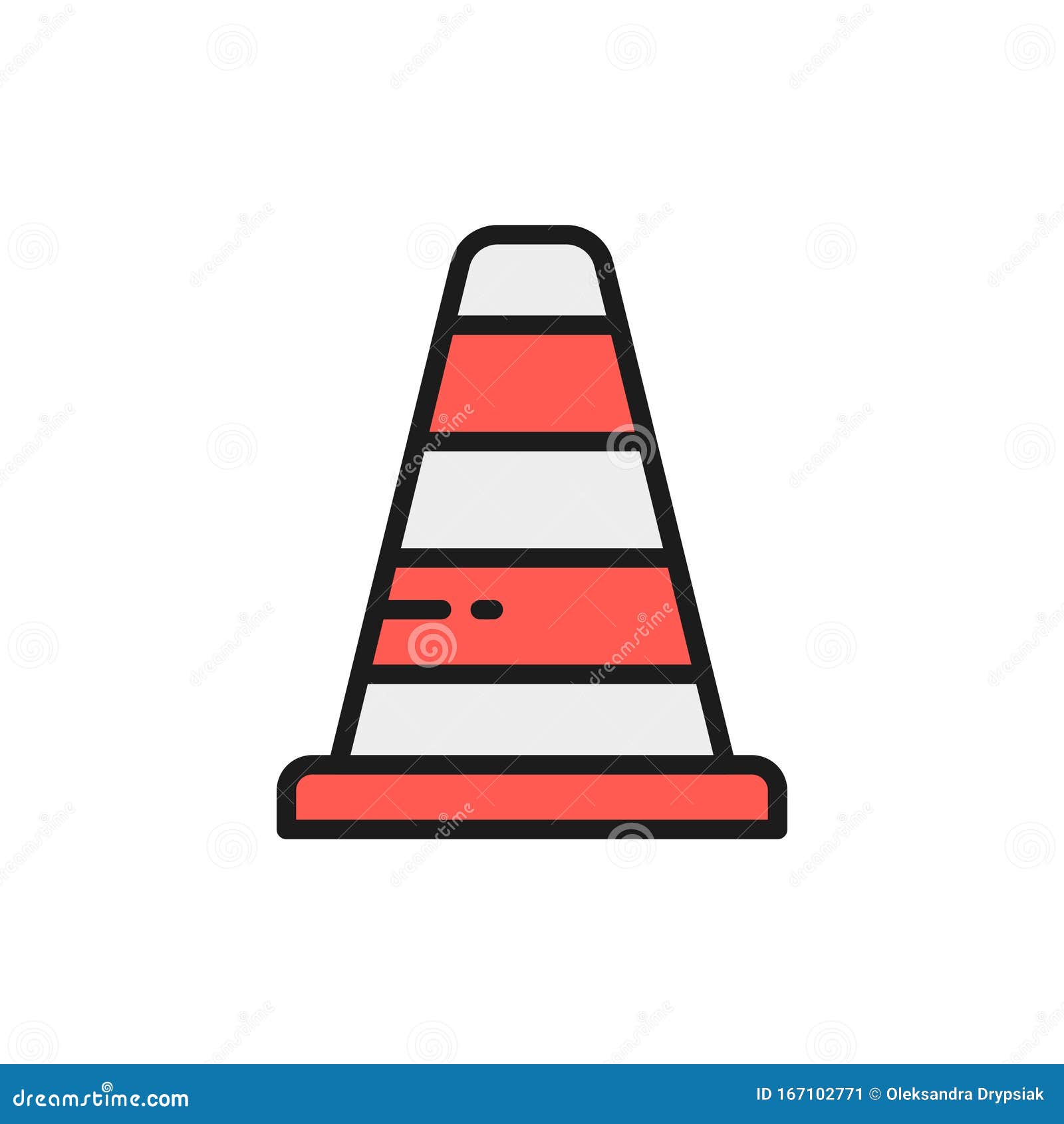 Traffic Cone Flat Color Line Icon 白色背景中突显向量例证 插画包括有占位符 设计 Traffic Cone Flat Color Line Icon 白色背景中突显向量例证 插画包括有占位符 设计