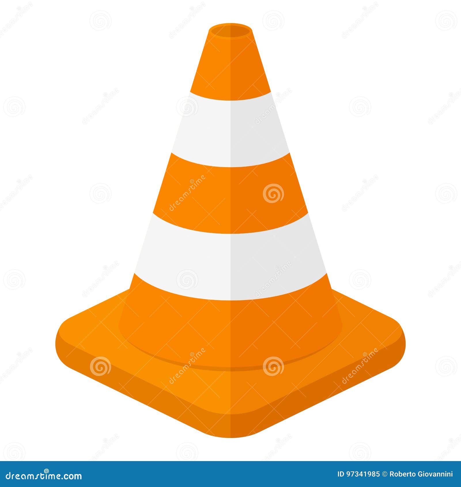 traffic cone flat icon  on white