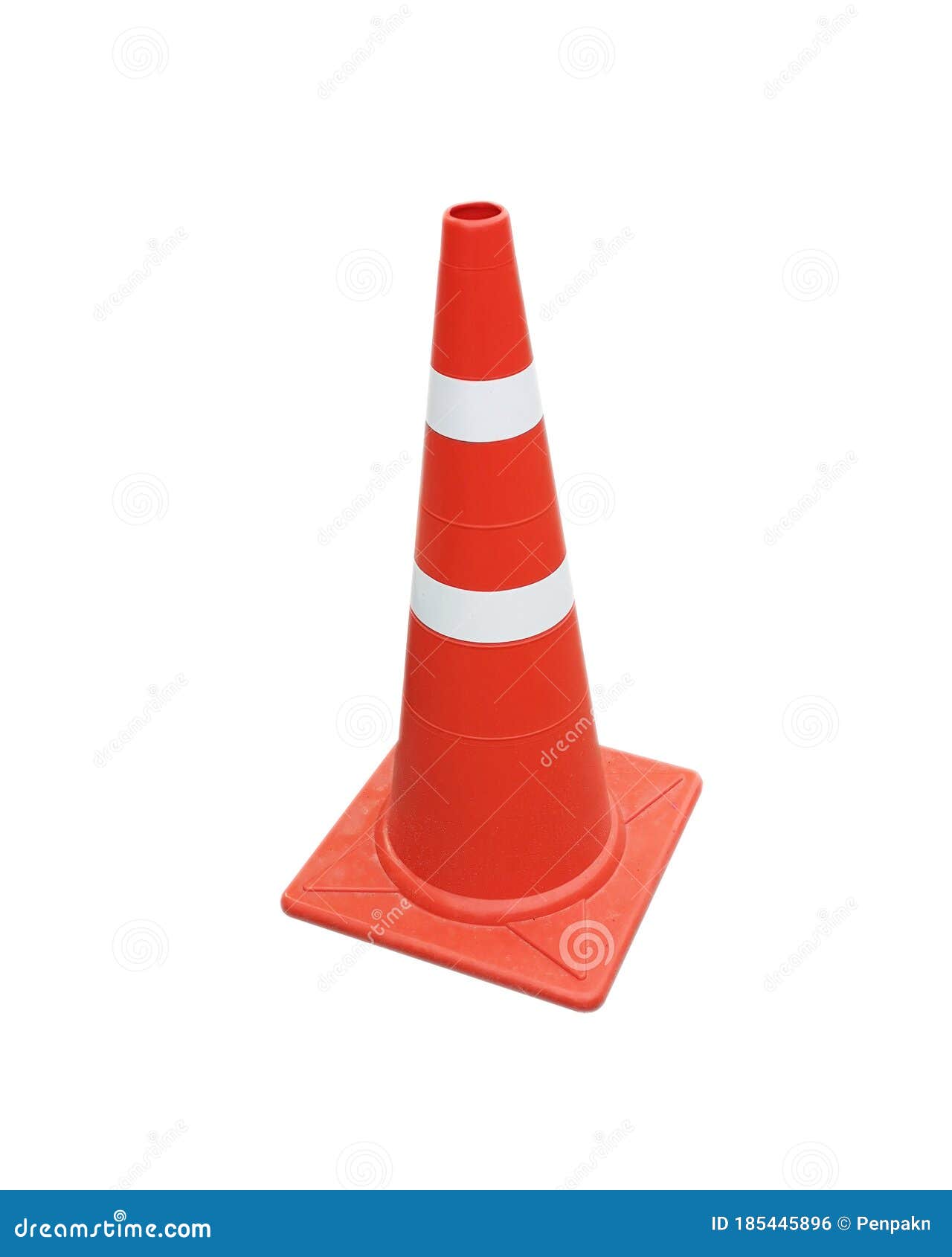 TRAFFIC CONE Orange Alternate White Color on White Background Stock