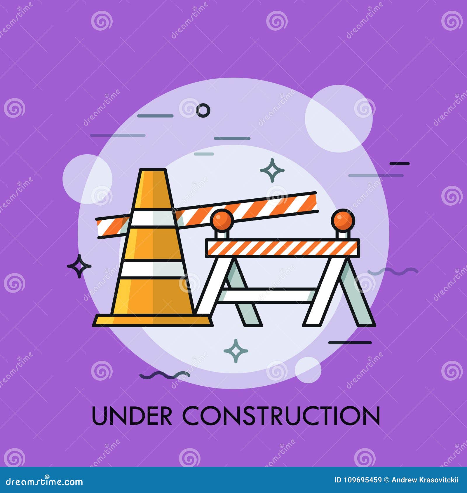 traffic cone, road safety barrier and restrictive tape. concept of website under construction, error 404, repairing