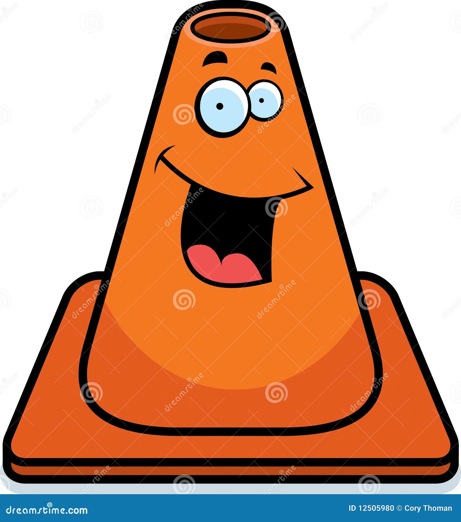A cartoon traffic cone smiling and happy.