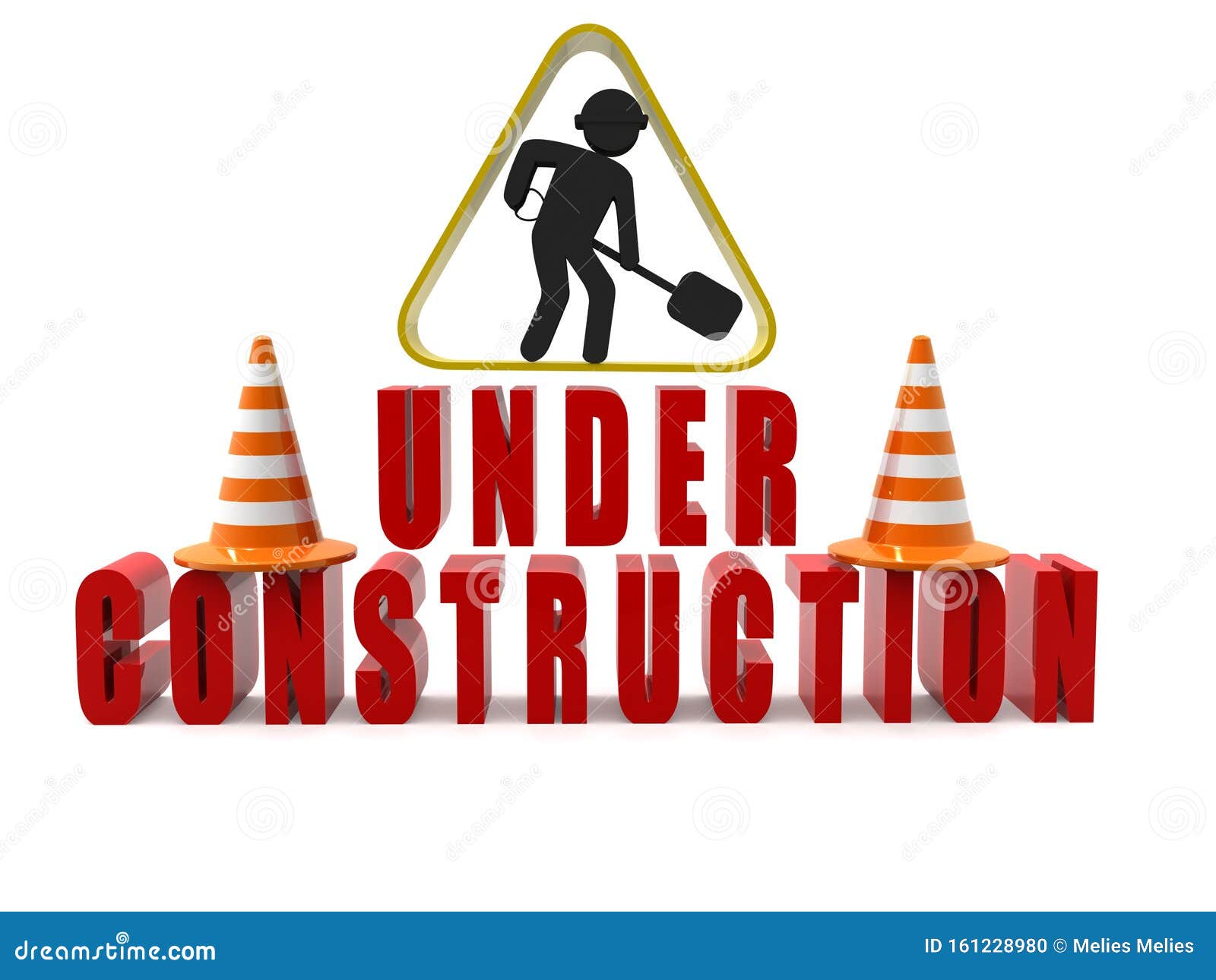 Traffic Cones and a Computer with the Words Under Construction on the