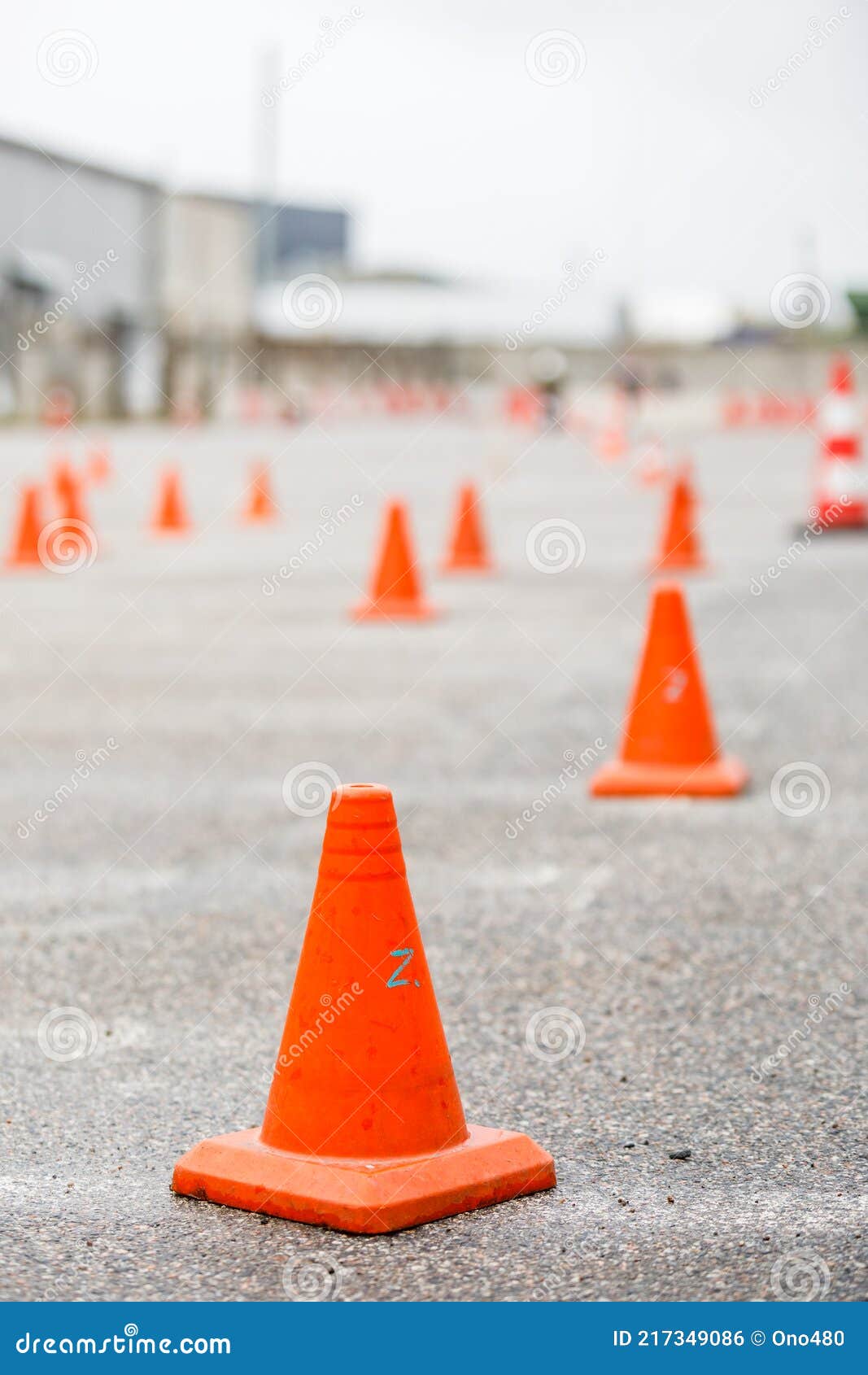 Traffic Cones at a Motorcycle Driving School. Stock Photo Image of