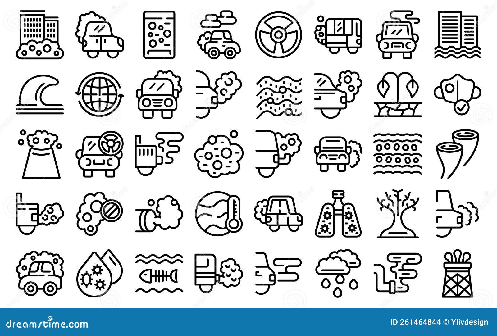 Traffic Fumes Icons Set Cartoon Vector. Gas Car | CartoonDealer.com ...