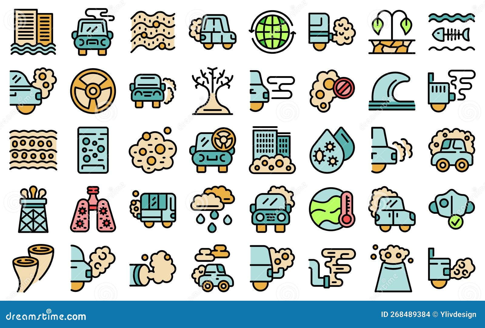 Traffic Fumes Icons Set Cartoon Vector. Gas Car | CartoonDealer.com ...