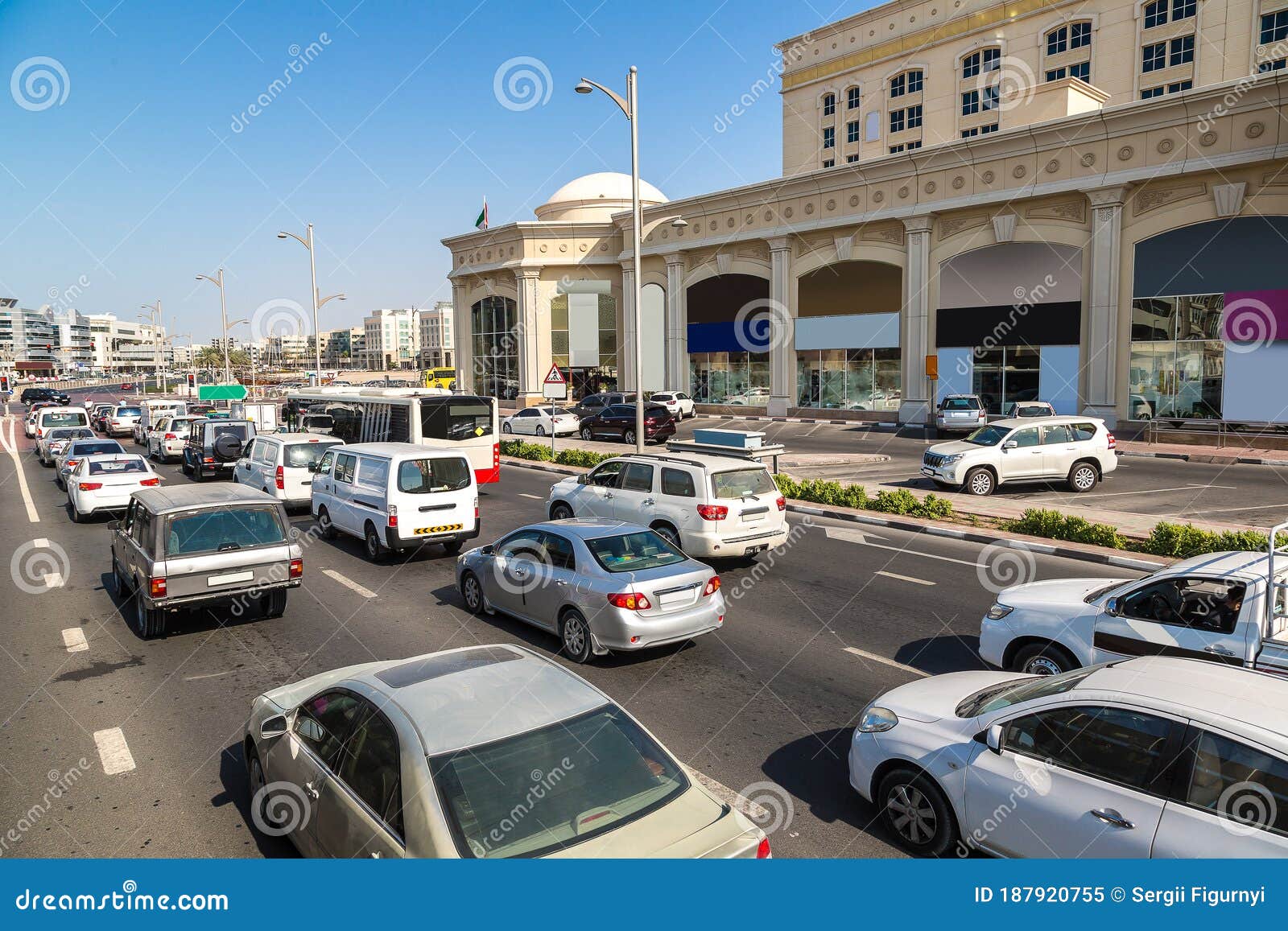 Traffic jam in Dubai stock image. Image of highway, pollution 187920755