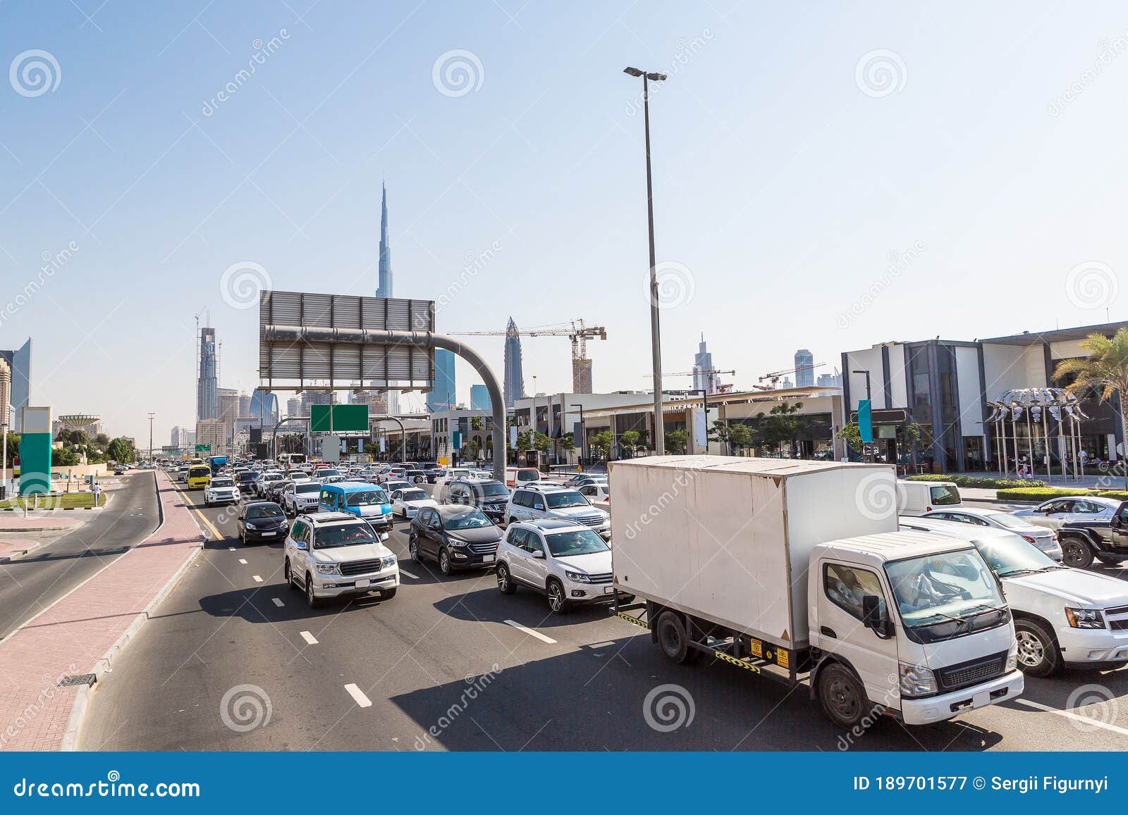 Traffic jam in Dubai stock image. Image of east, view 189701577