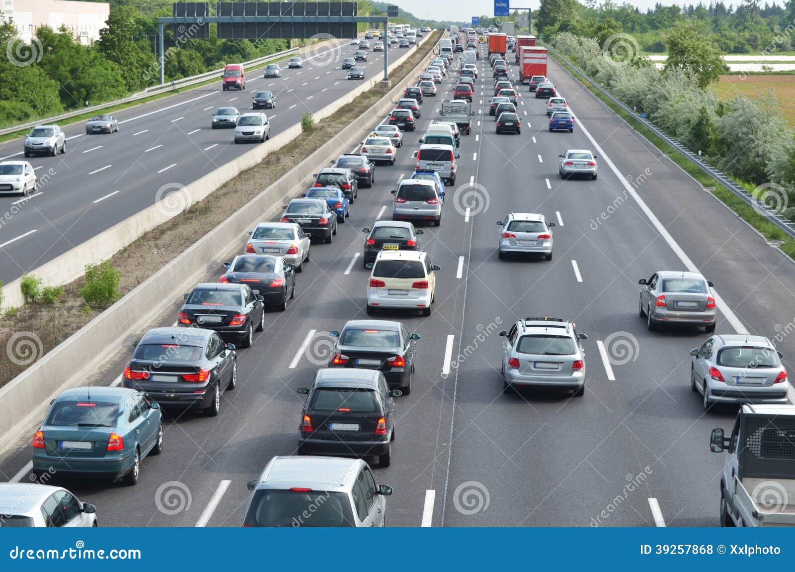 Traffic Jam on German Motorway Stock Photo Image of congested, hour