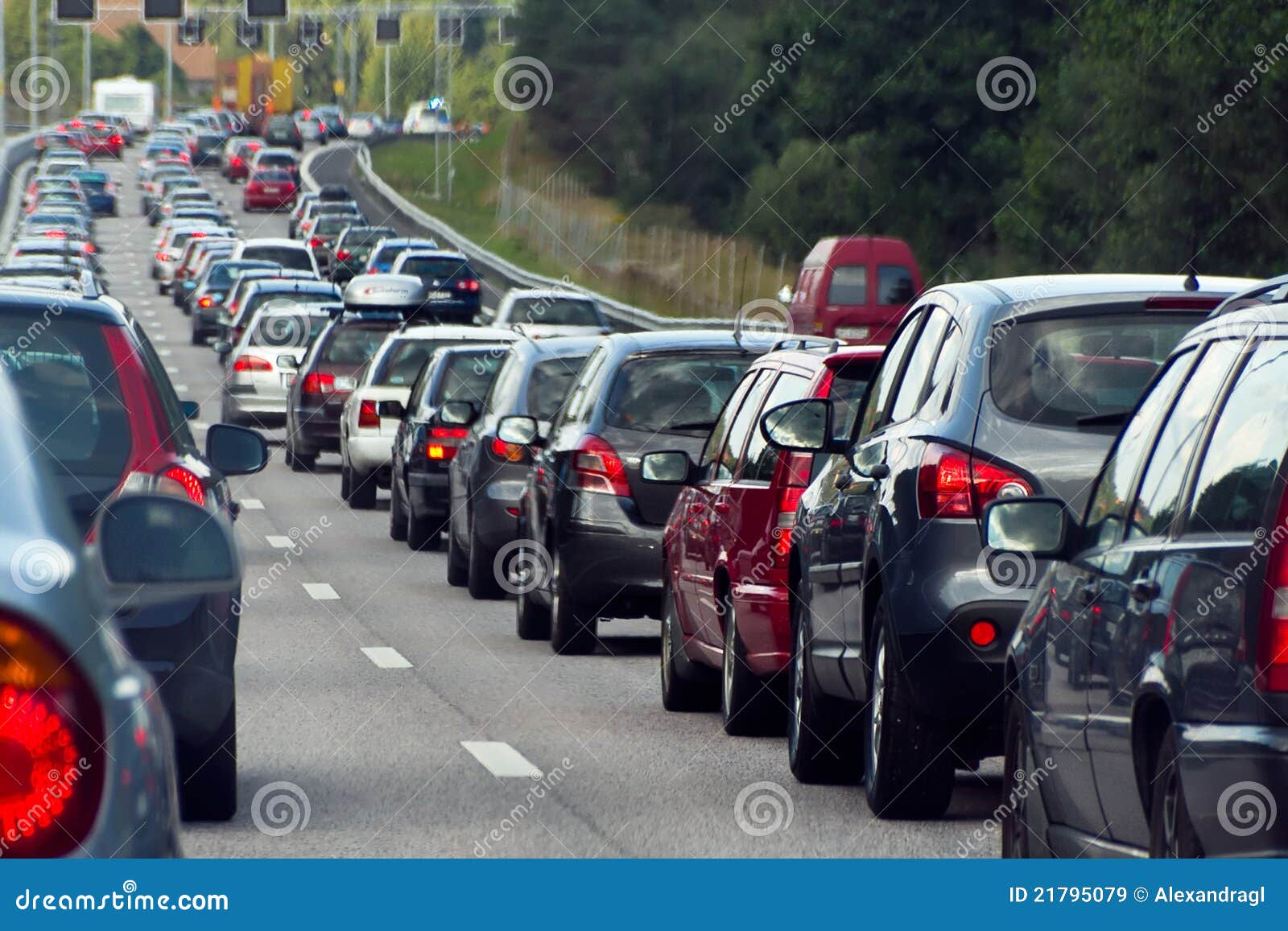 A Traffic Jam with Rows of Cars Stock Image Image of interstate