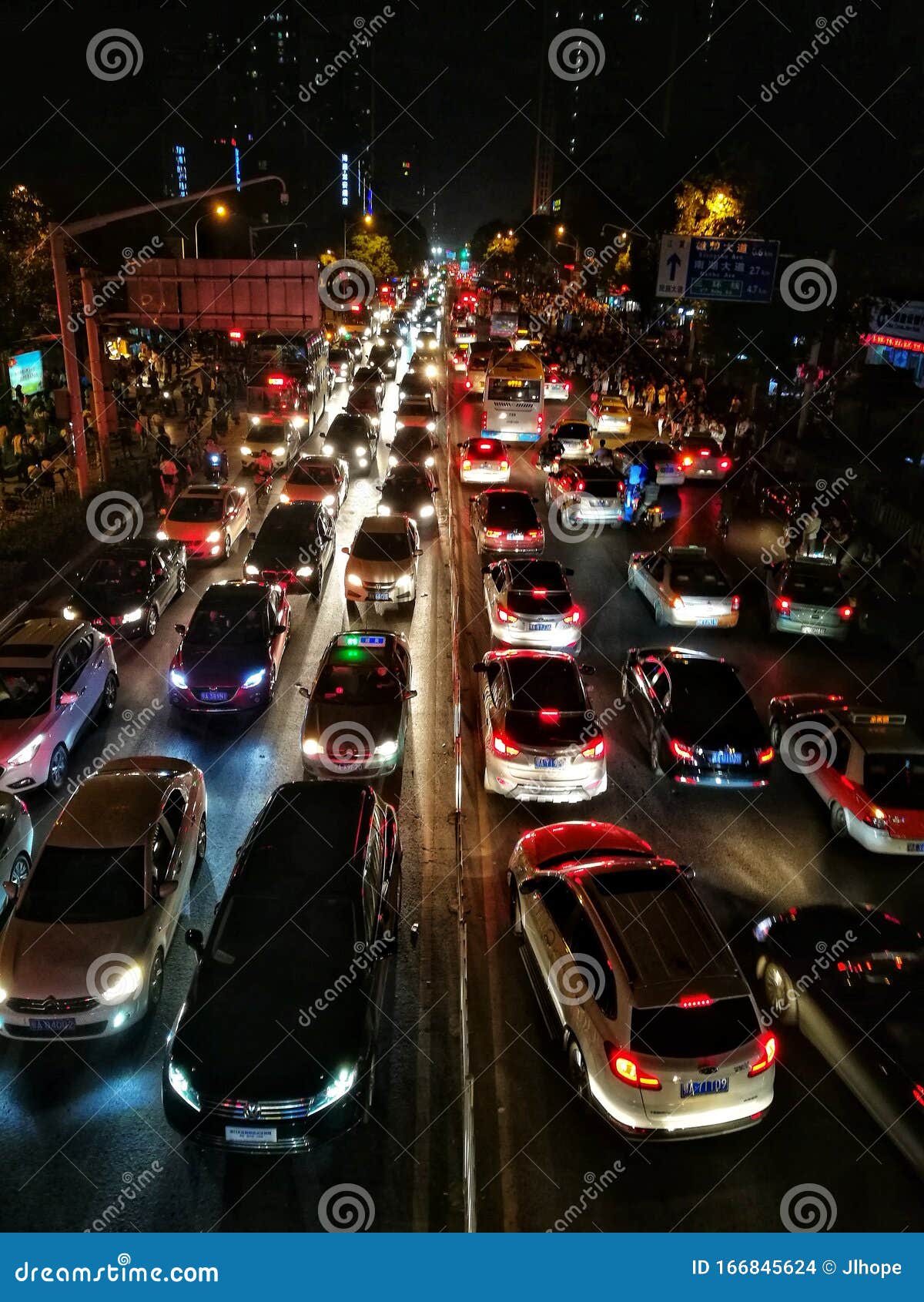 Traffic Jams at Night in Wuhan City Hubei Province China Editorial ...