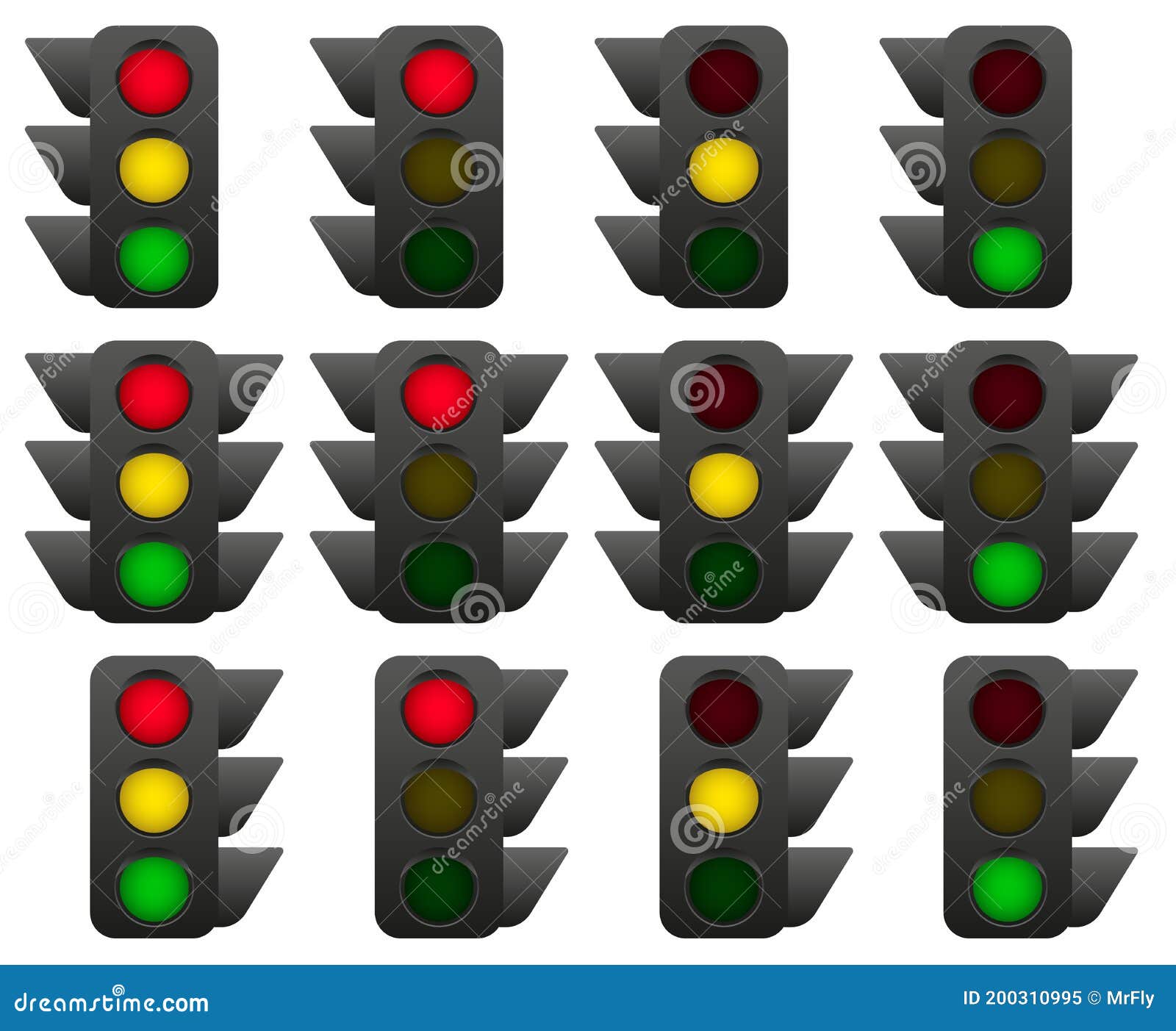 traffic light collection, set of 12,  