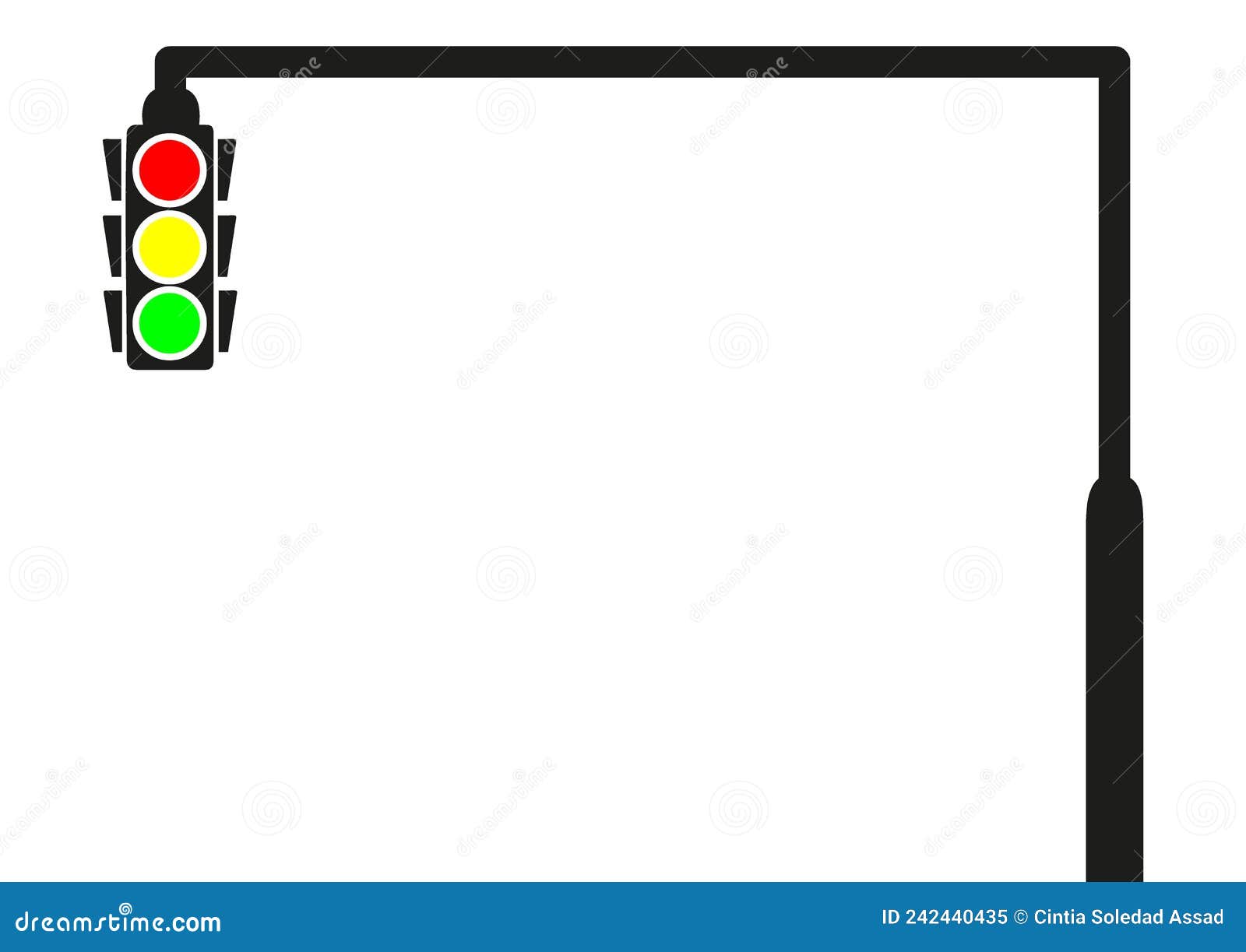 traffic light with foot frames height, white background