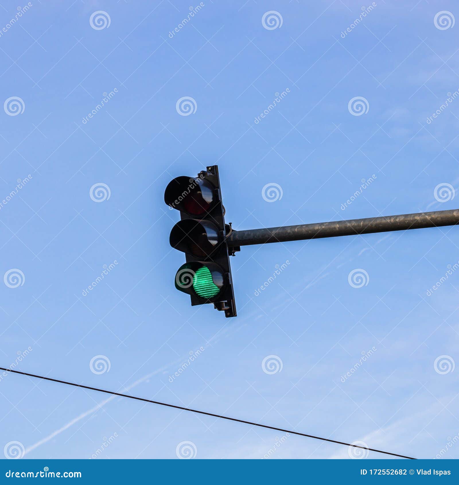 Traffic Light with Green Light. Traffic Light Signal Semaphore Isolated Stock Photo Image of