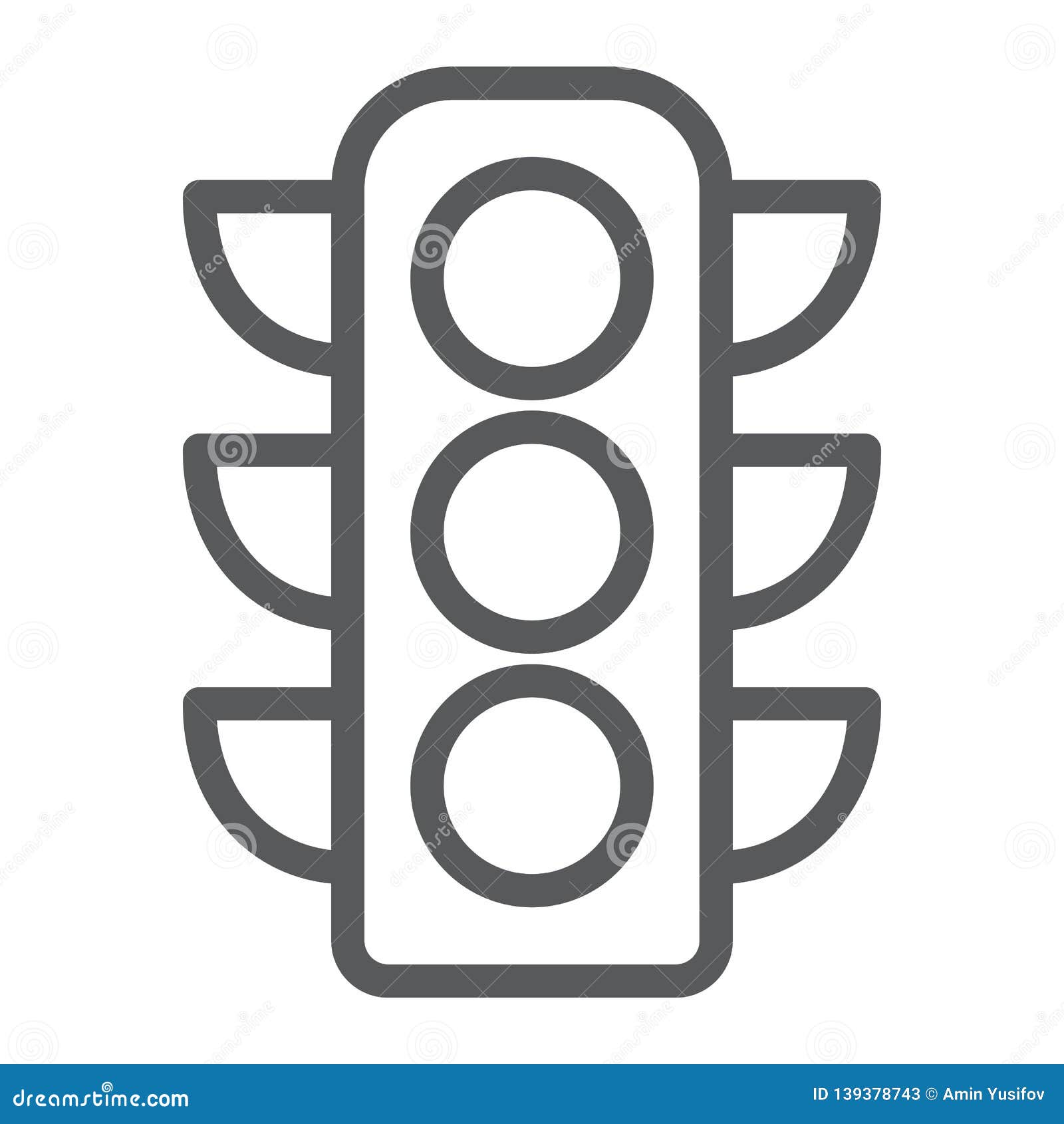 Traffic Light Line Icon, Regulation and Traffic, Stoplight Sign, Vector