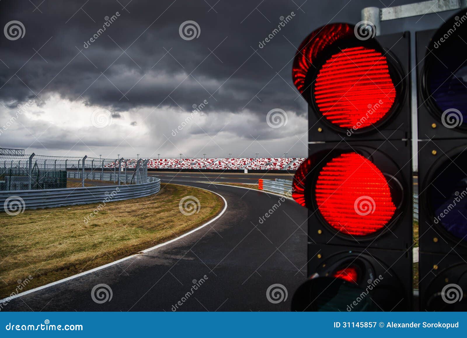 Traffic Light on Race Track Stock Image Image of overcast, electric