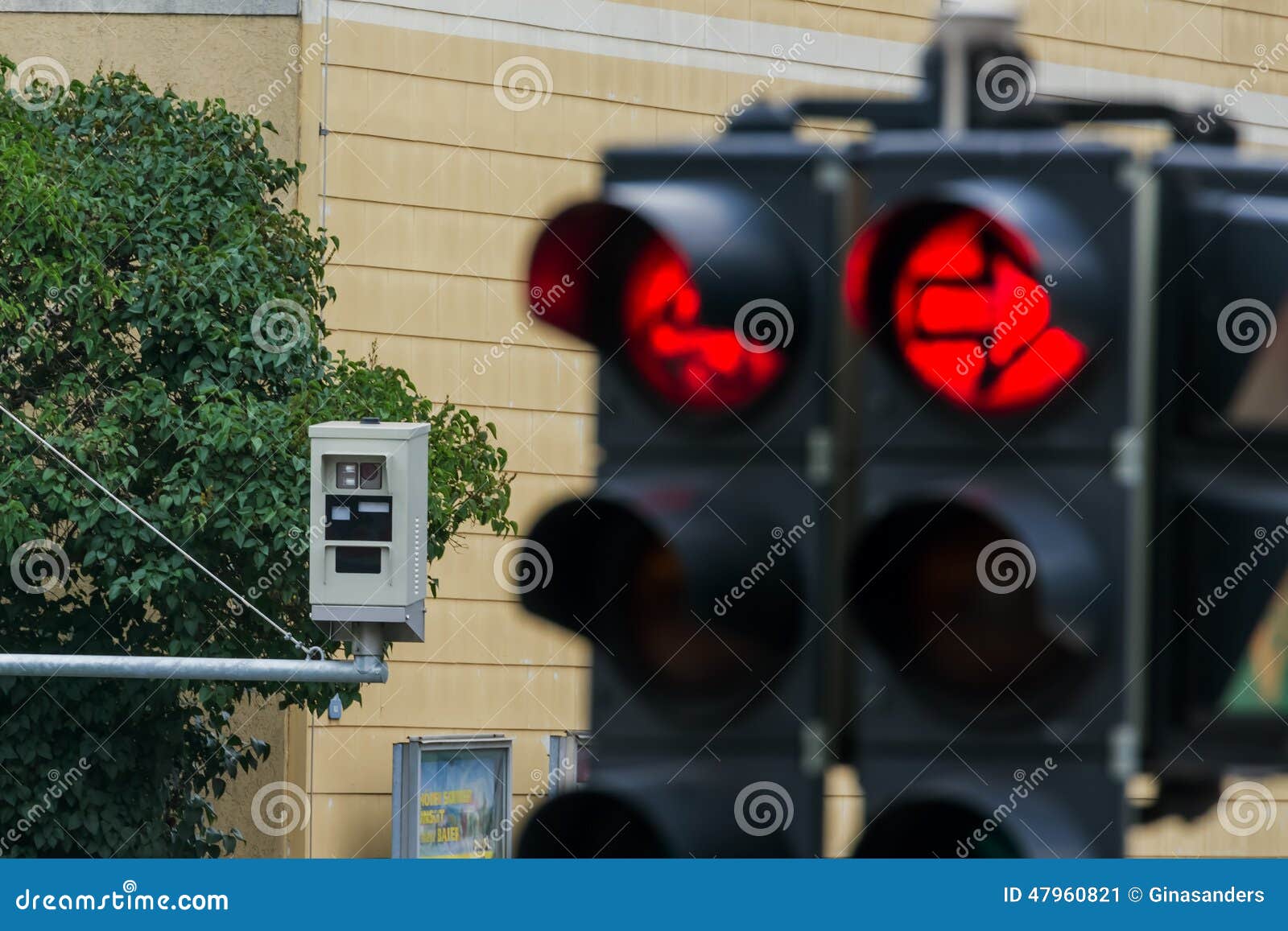 Traffic Light with Red Light Camera Stock Image Image of street