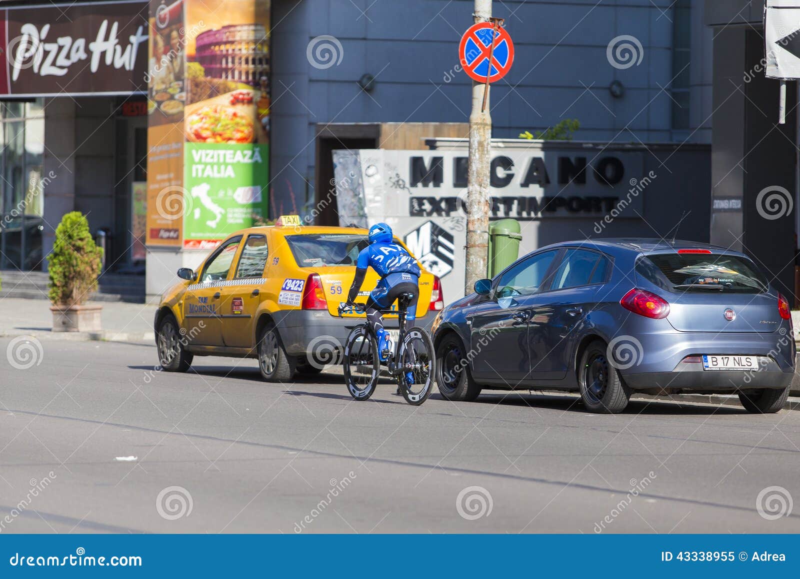 Biker and Cars in Traffic in Bucharest City Editorial Image Image of