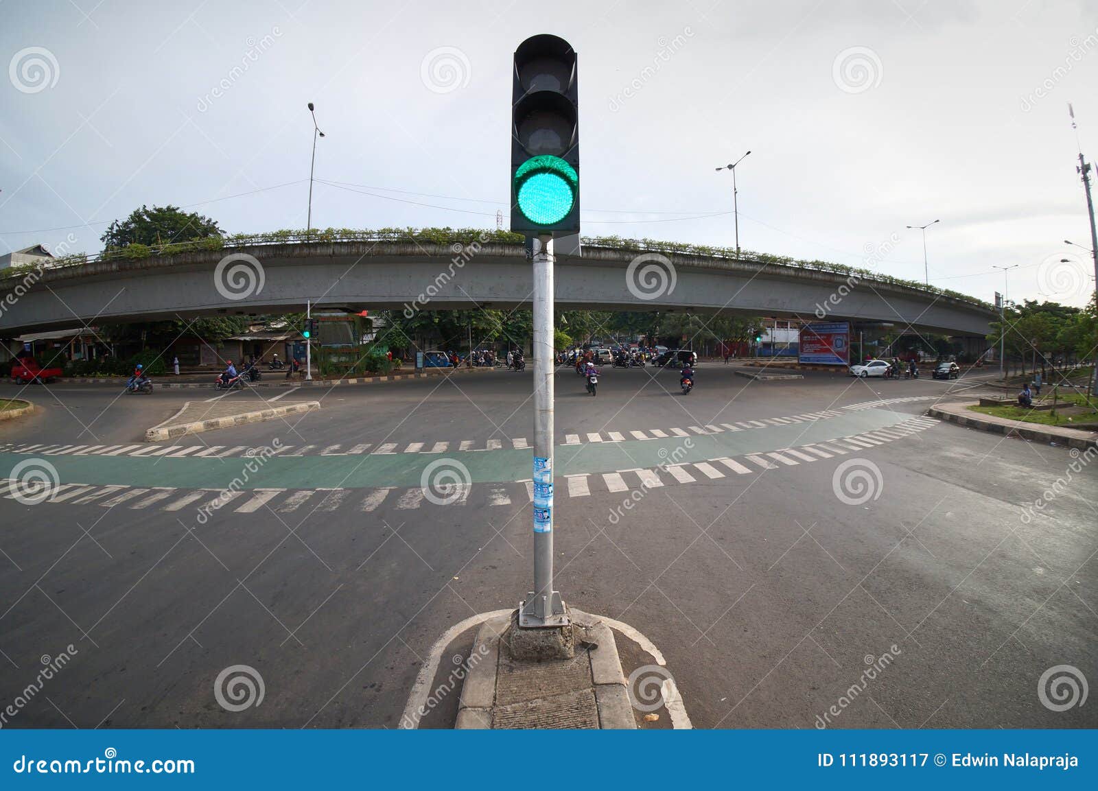 Traffic Light Showing Green Light at Intersection Editorial Photography