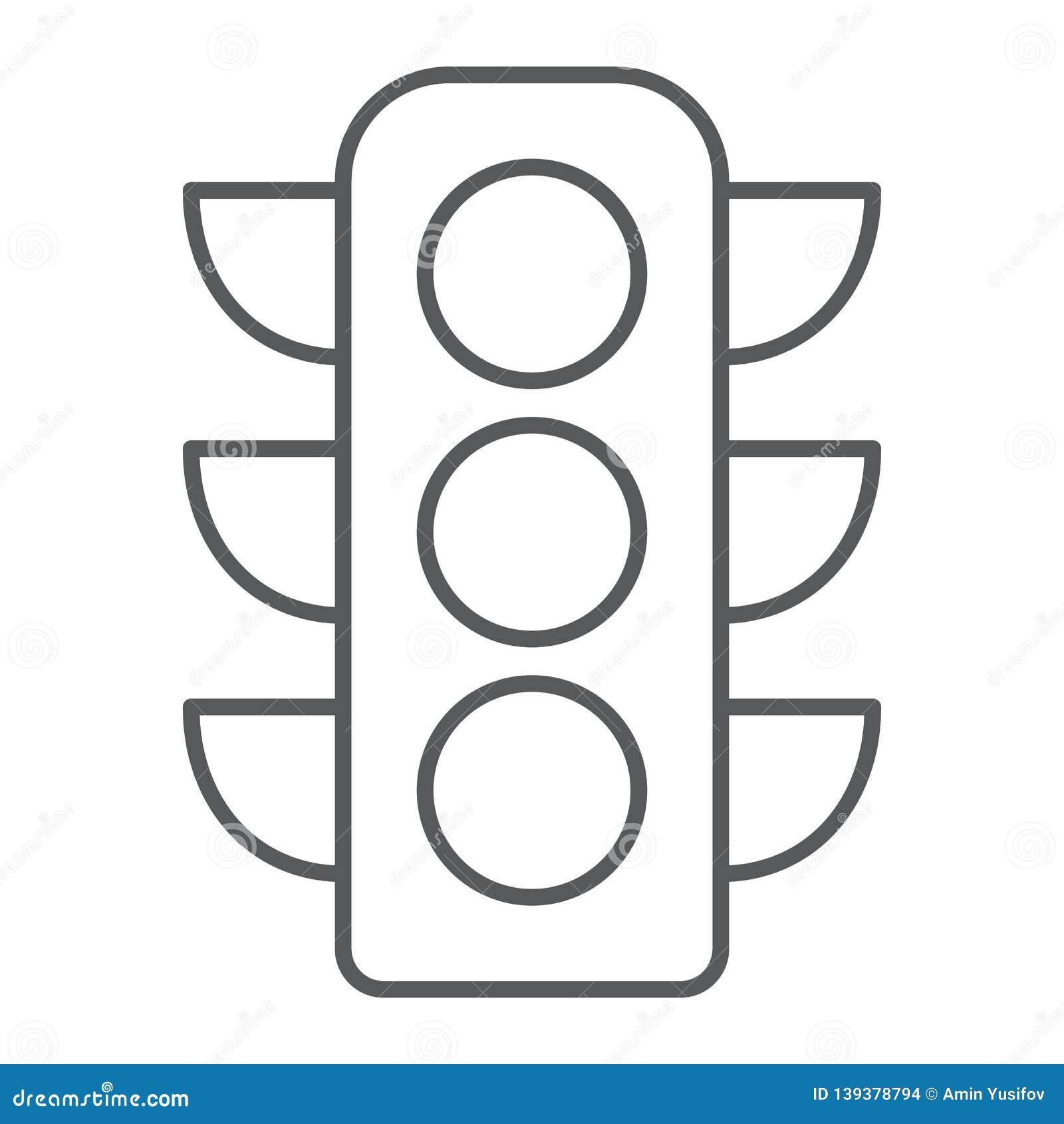 Traffic Light Thin Line Icon, Regulation and Traffic, Stoplight Sign