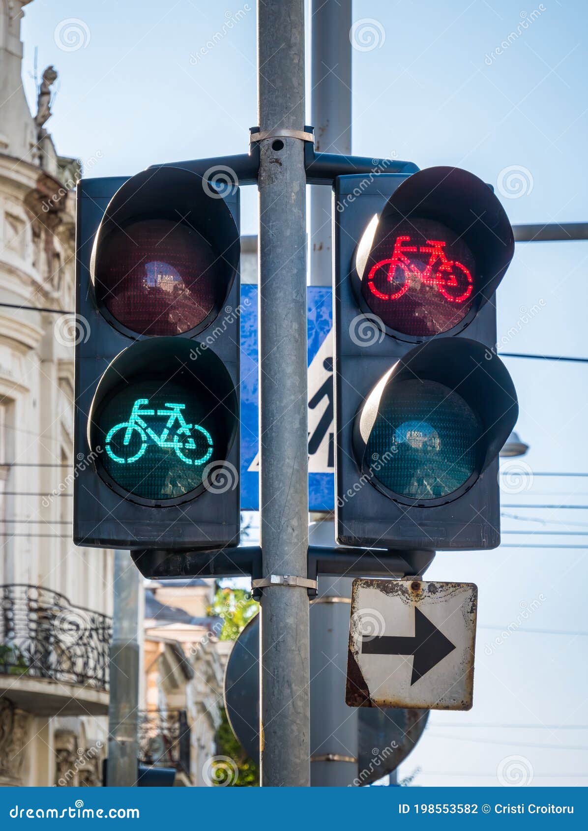 Traffic Lights for Bikes. Stoplight or for Bicycles in Bucharest