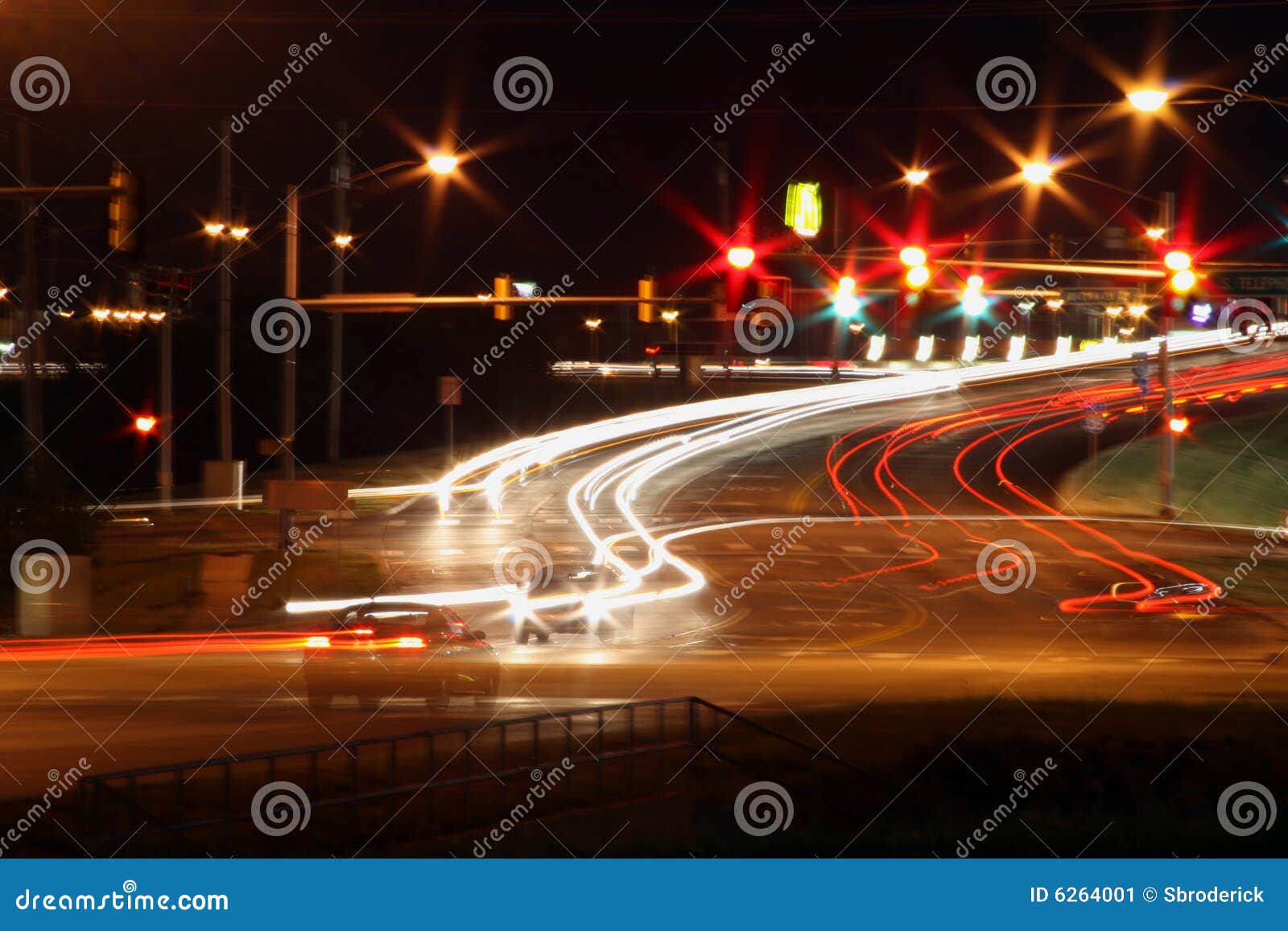 Traffic lights at night stock image. Image of intersection 6264001
