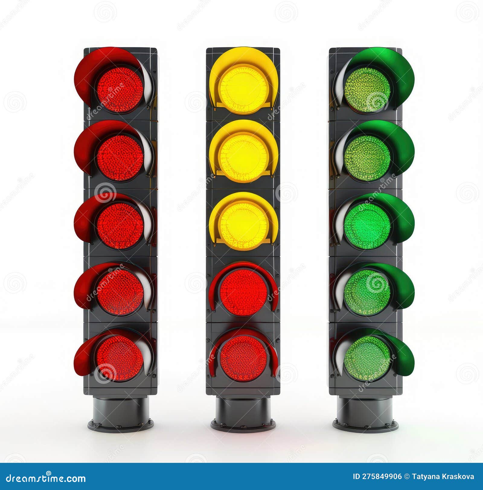 Traffic lights in a row stock illustration. Illustration of junction