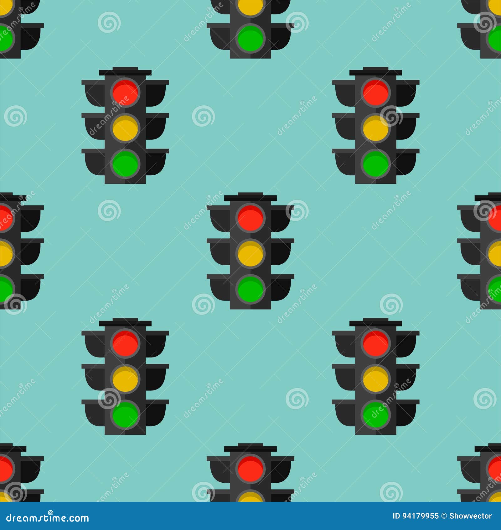 Traffic Lights Safety Stop Seamless Pattern Stoplight Lamp Control