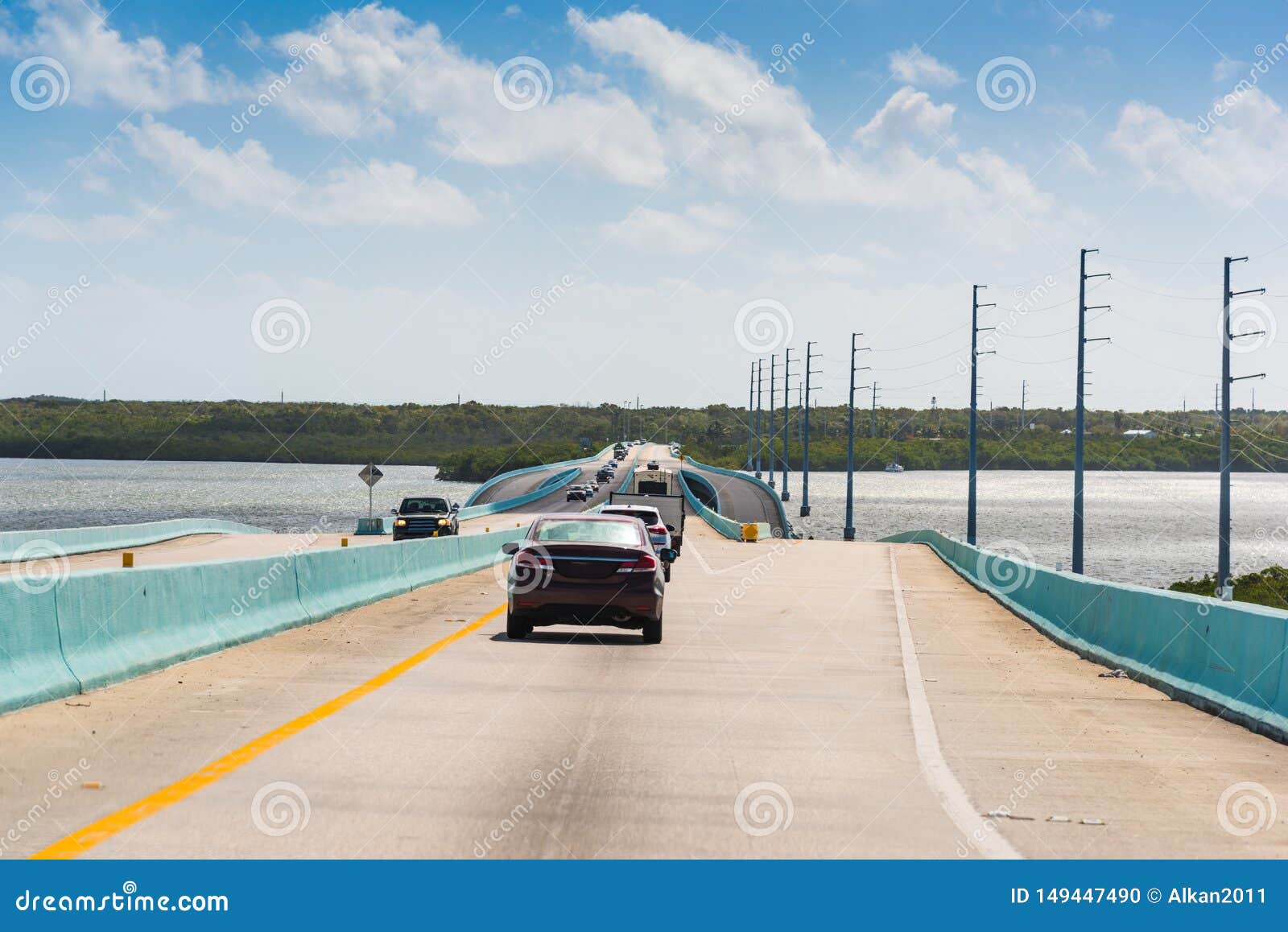 Traffic on Overseas Highway in Florida Keys Stock Photo Image of