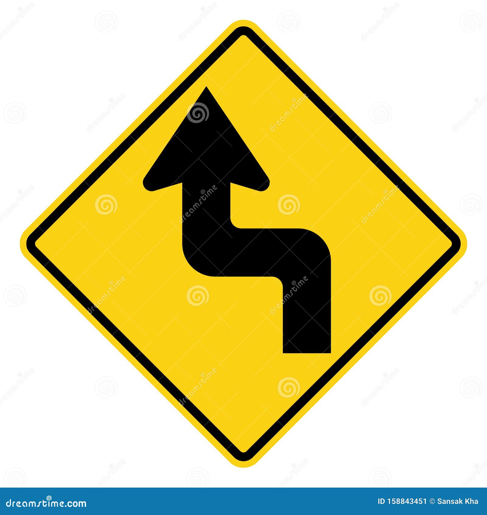 Traffic Signs,Warning Signs,Sharp double curve, first to left. Traffic road signs set isolated on the white. Vector illustration.