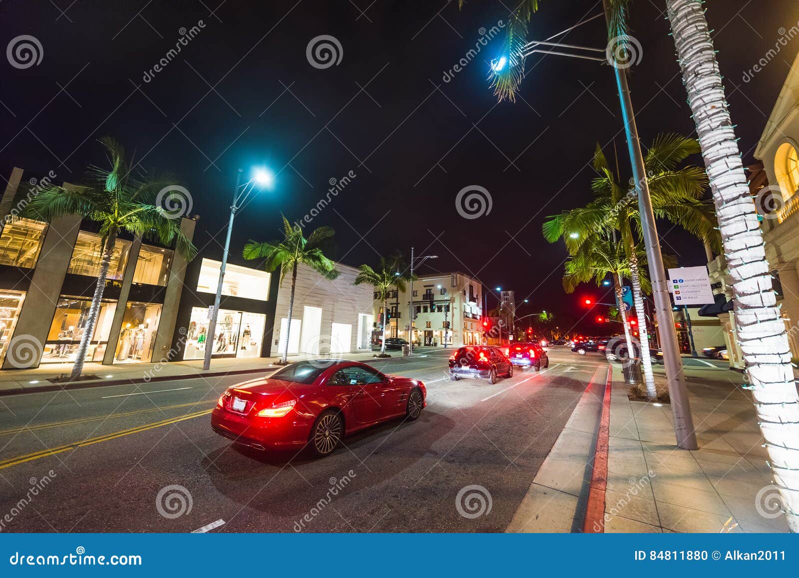 Traffic in Rodeo Drive stock photo. Image of night, america 84811880