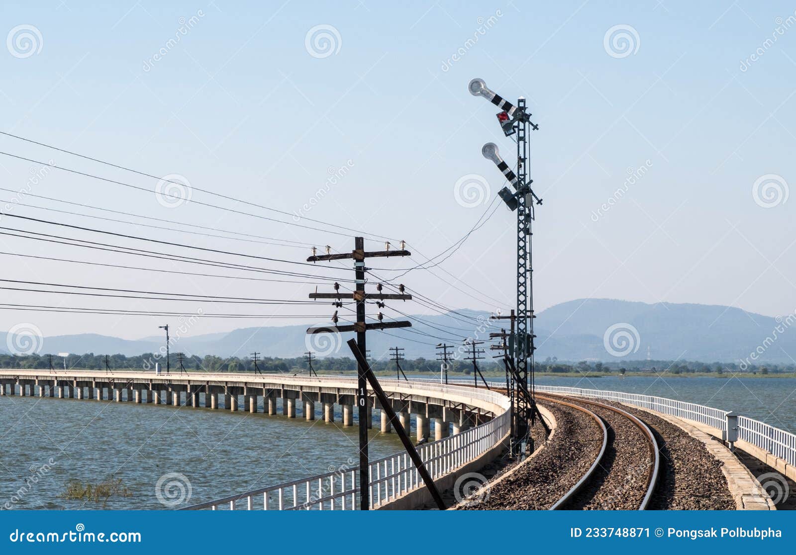 the traffic signal pole in the allowed position of the railway signaling system