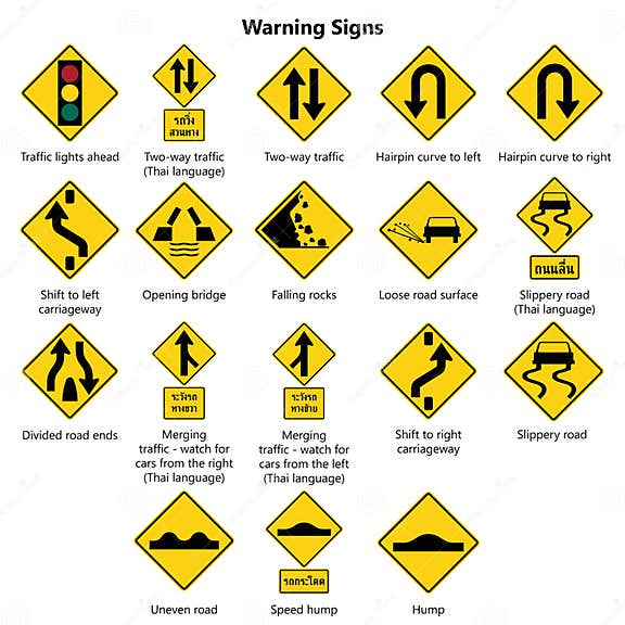 Traffic Signs,Warning Signs Set Stock Illustration - Illustration of ...