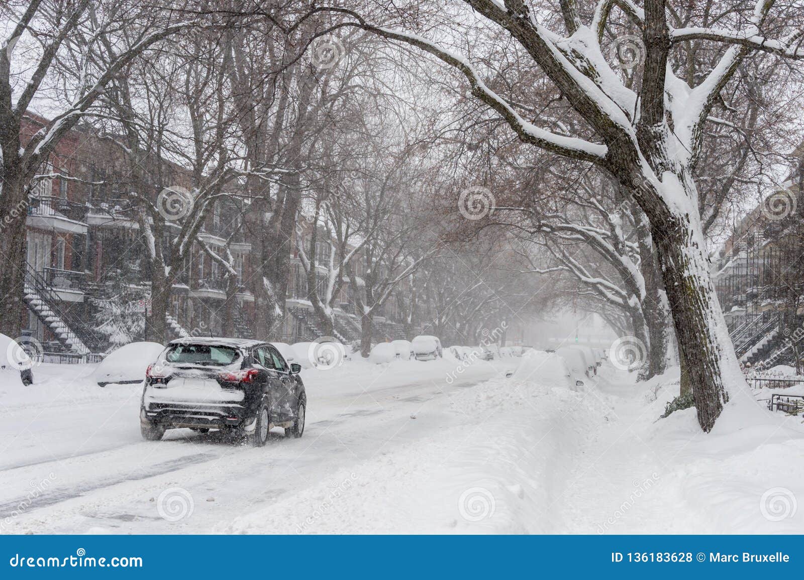 Traffic during Snowstorm in Montreal Editorial Stock Photo - Image of ...