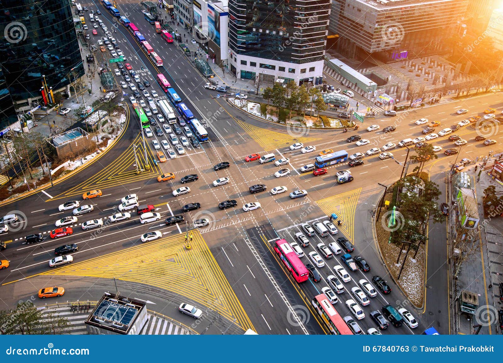 traffic speeds through an intersection in gangnam.gangnam is an affluent district of seoul. korea.