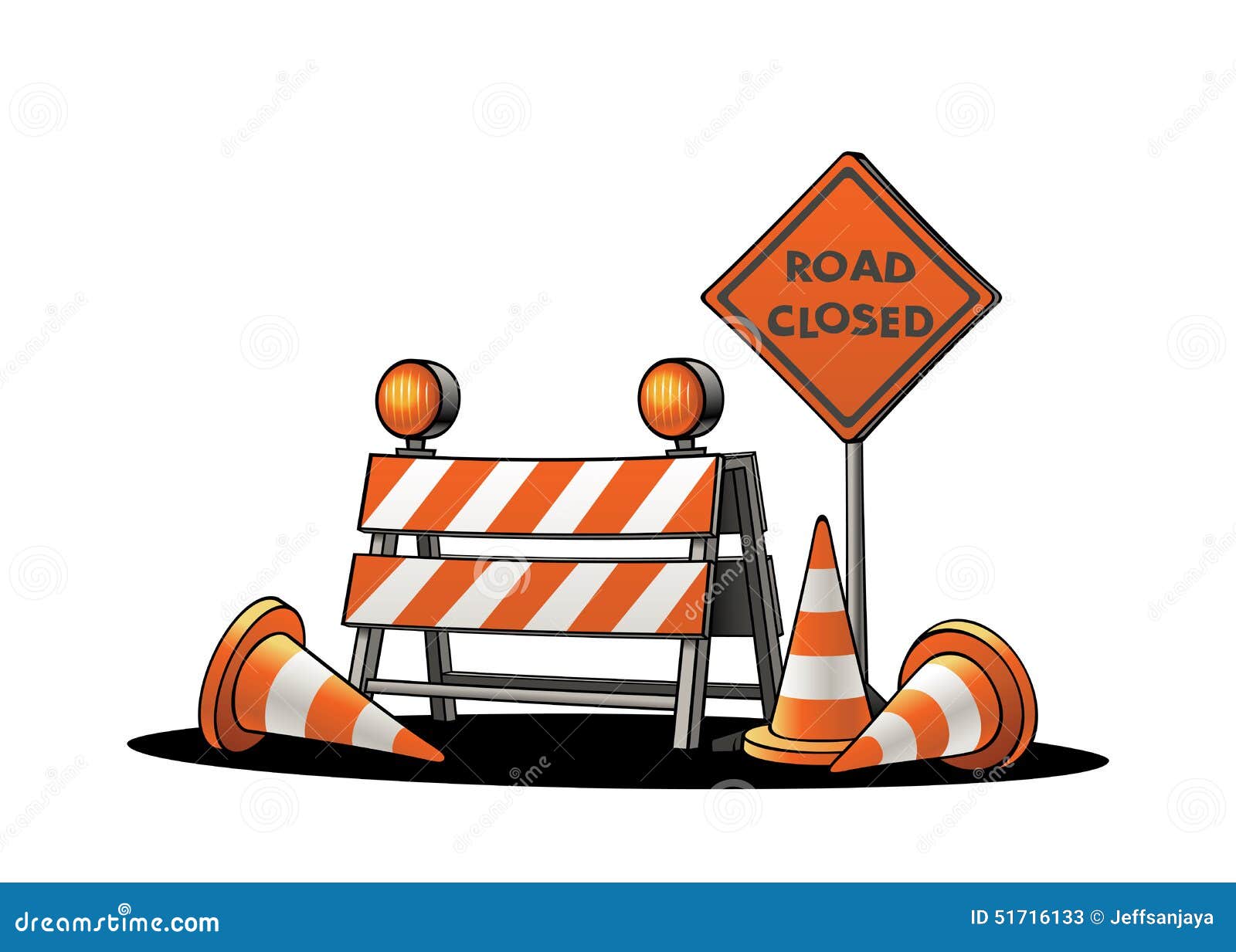 Traffic Warning Signs stock vector. Illustration of roadblock - 51716133