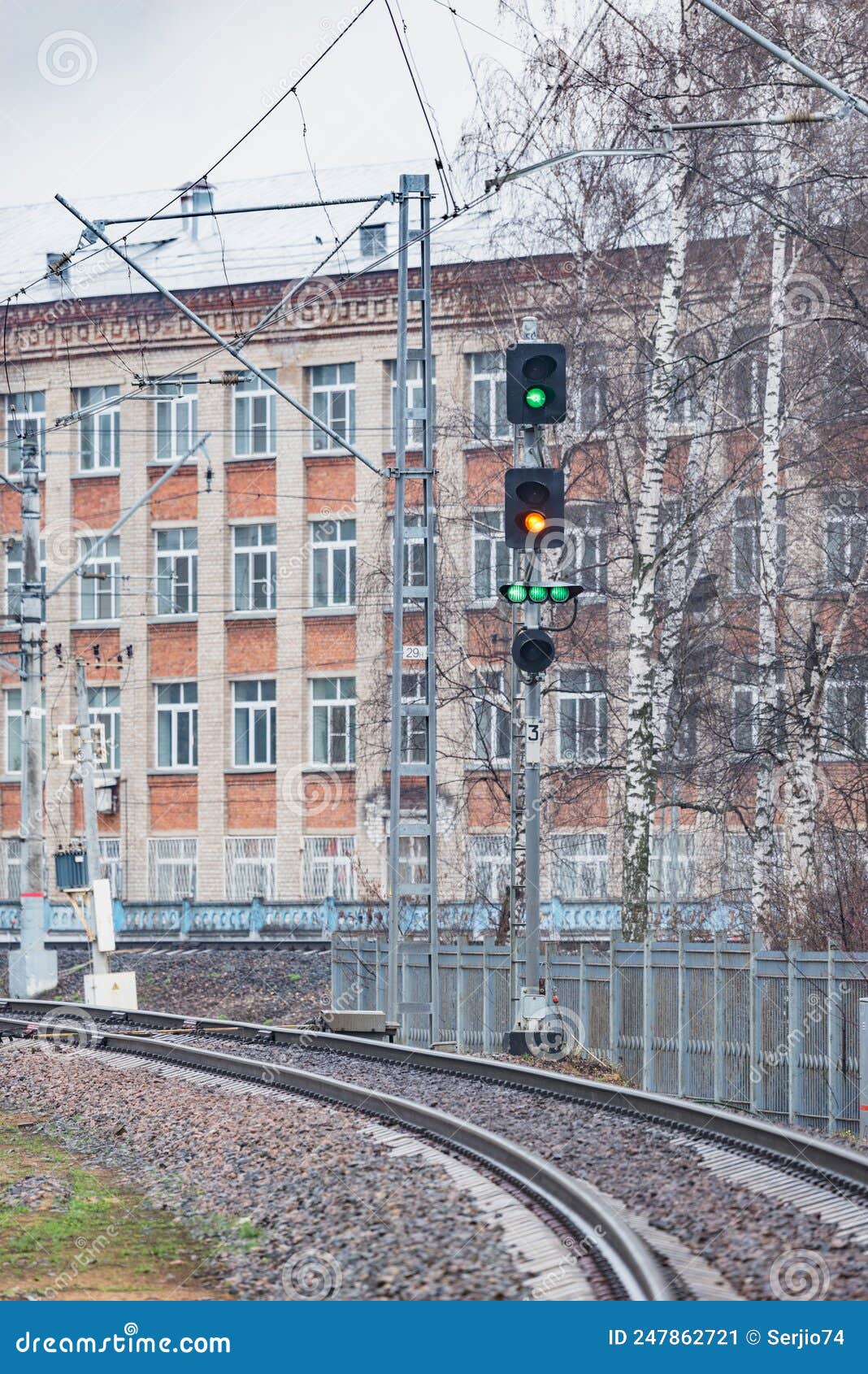 trafficlight by the railway track.