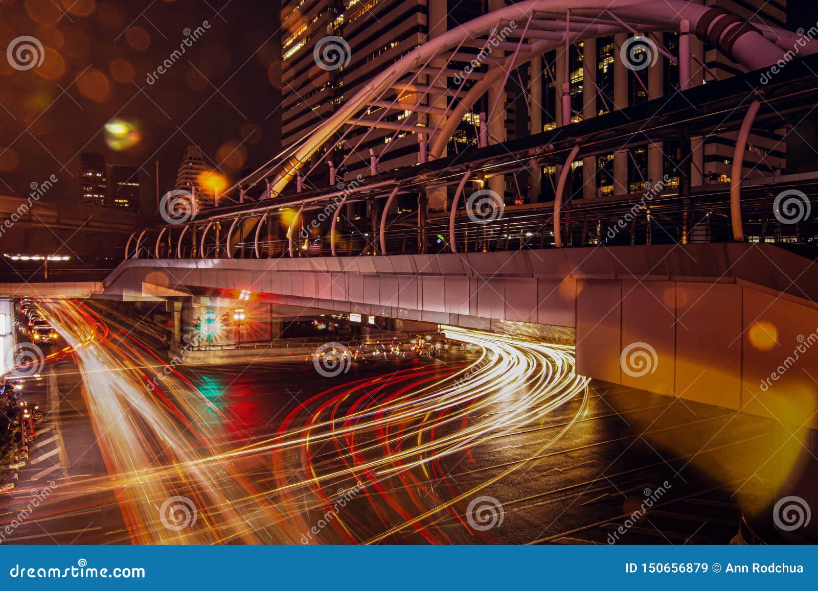 Traffics and Car Lights in the Night Time Stock Image Image of night