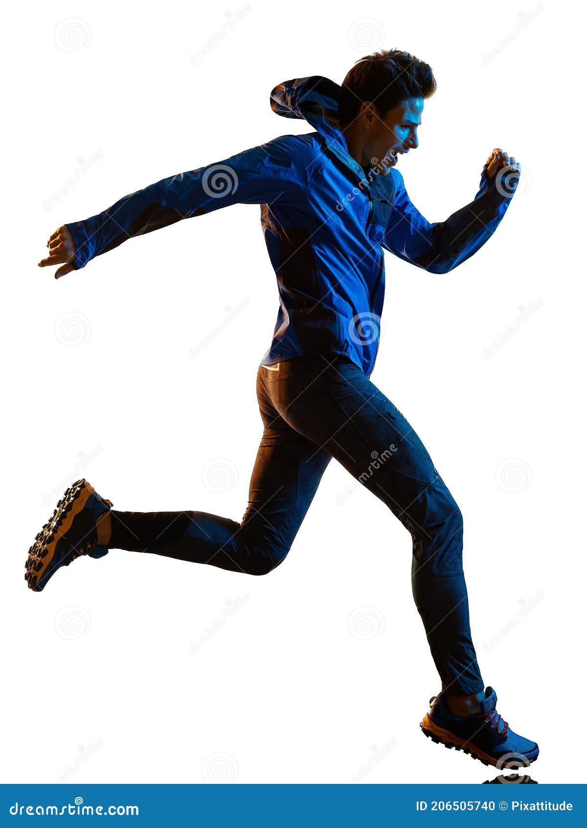 Trail Cross Country Runner Running Man Silhouette Shadow Isolated White  Background Stock Photo - Image of white, shadow: 206505740