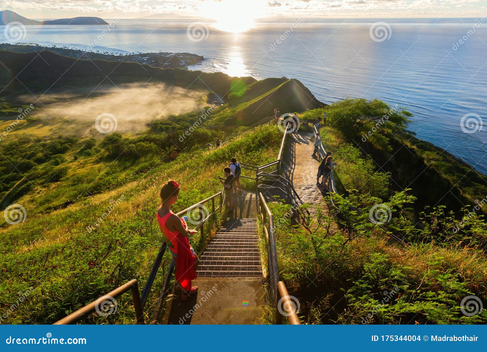 Trail at the Diamond Head Crater at Honolulu, Oahu, Hawaii Editorial 