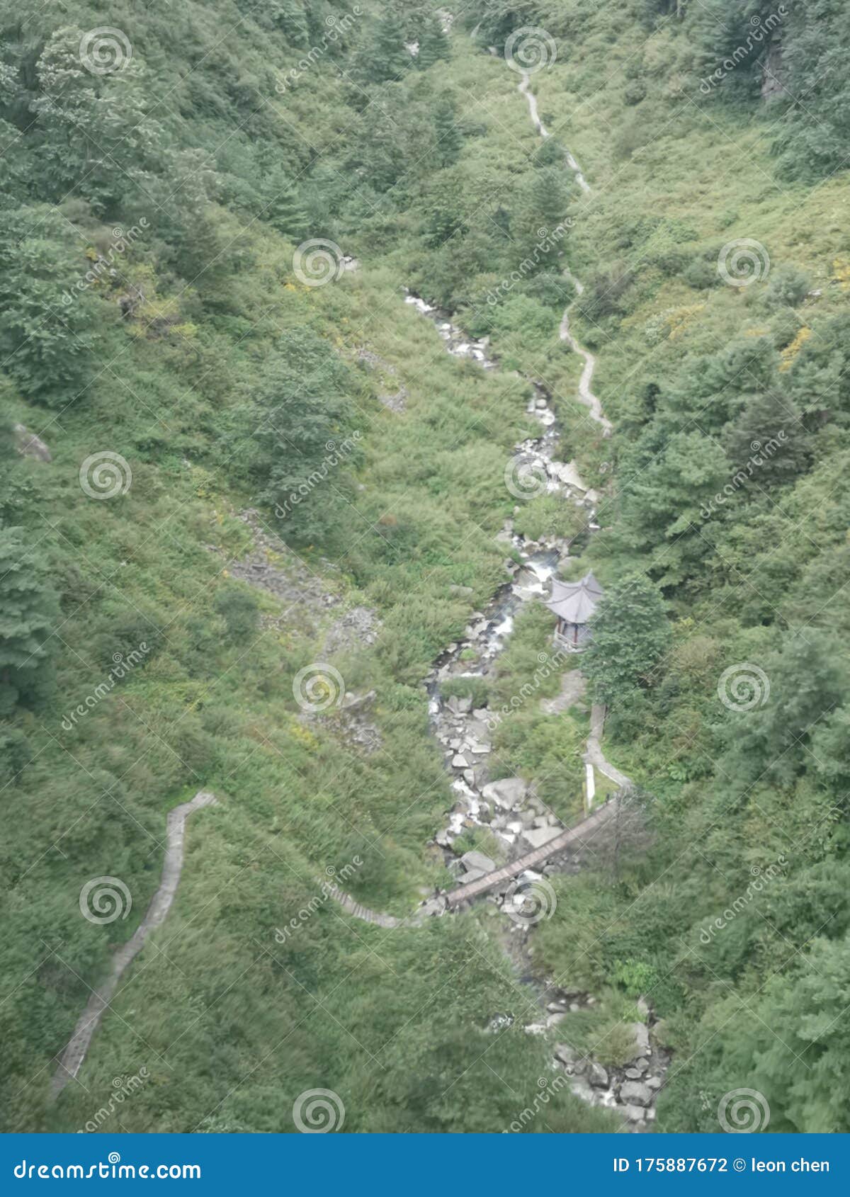 high above the mountain stream