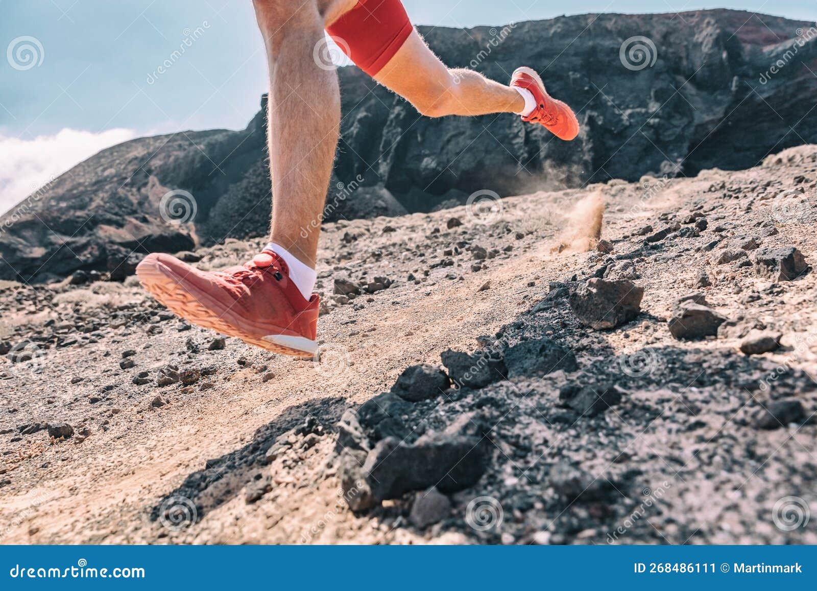 Perennial hobby Presenter Trail Running Man on Exercising Racing Fast on Volanic Trek Path in  Mountain Landscape. Closeup of Athlete& X27;s Foot Stock Image - Image of  running, footwear: 268486111