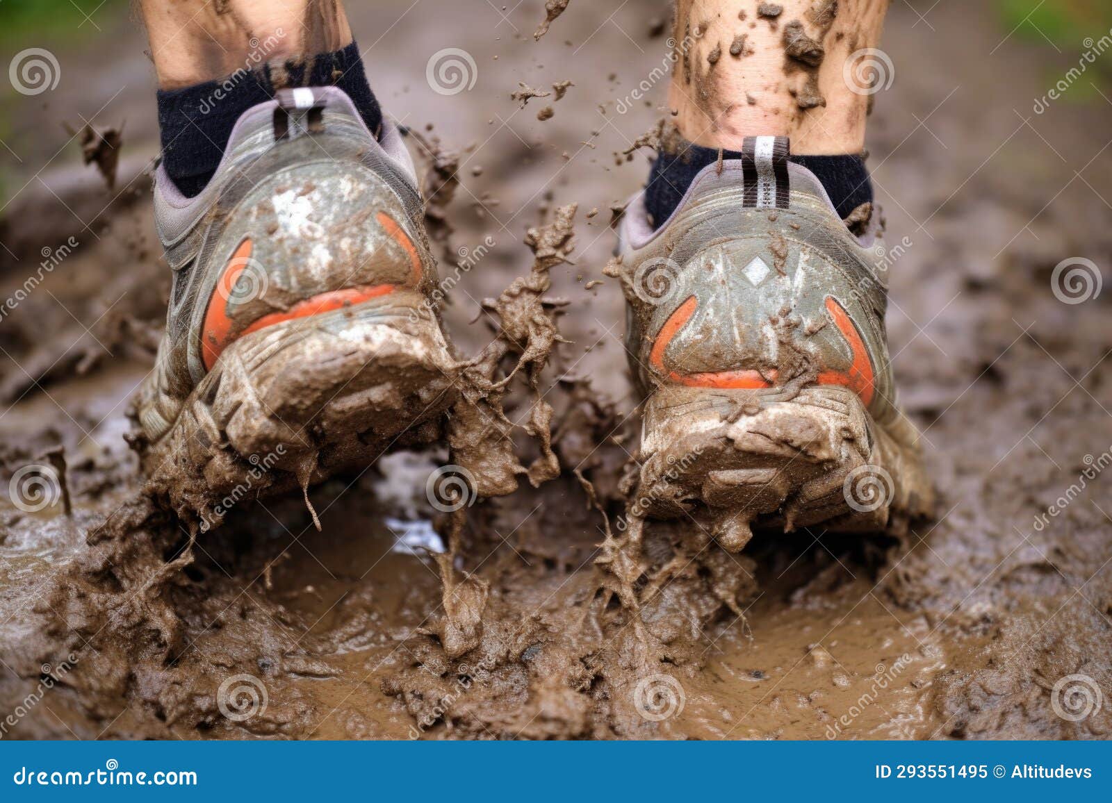Trail Running Shoes Muddy from a Hard Run Stock Image Image of hard