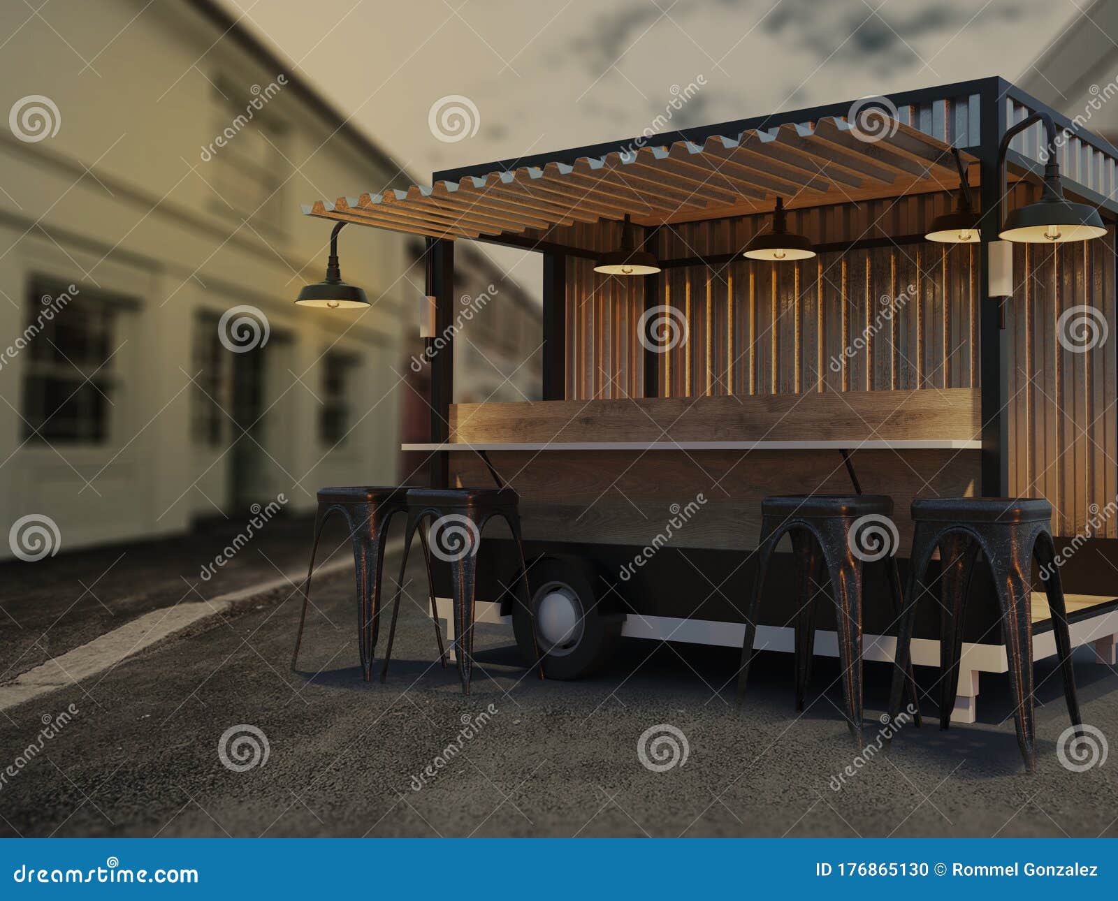 Download Trailer Food Truck Mockup, Vintage Hot Dog Market Stock Photo - Image of express, metallic ...