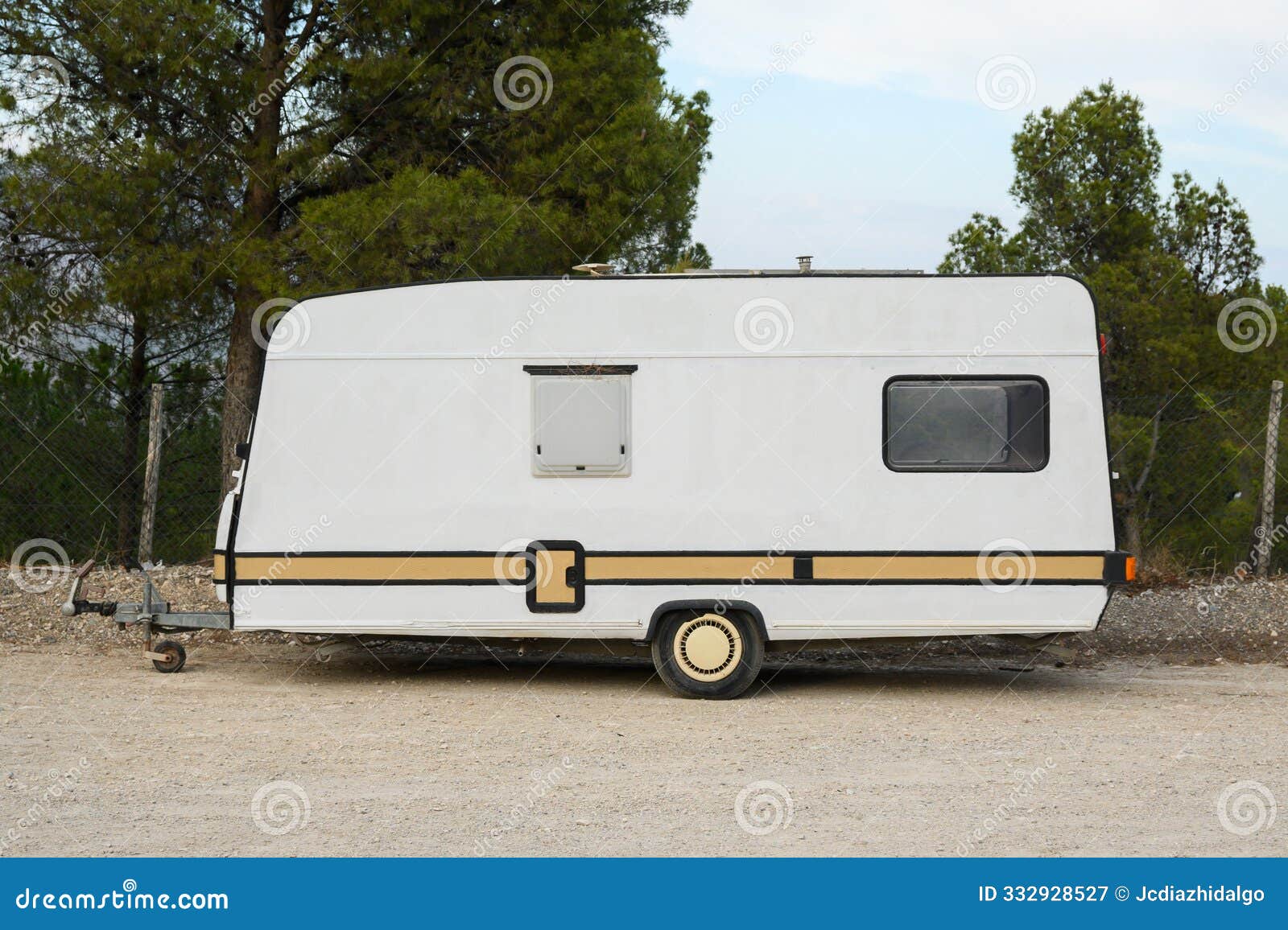 Trailer of Mobile Home Stands in Garden in Camping Stock Image Image