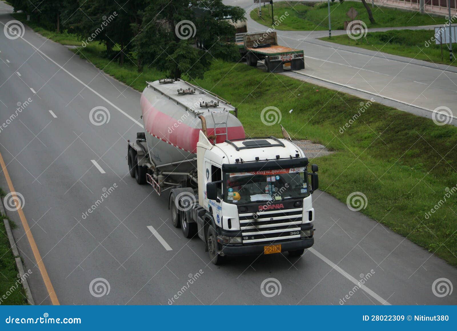 Trailer Truck, Cement Container. Editorial Stock Image - Image of city